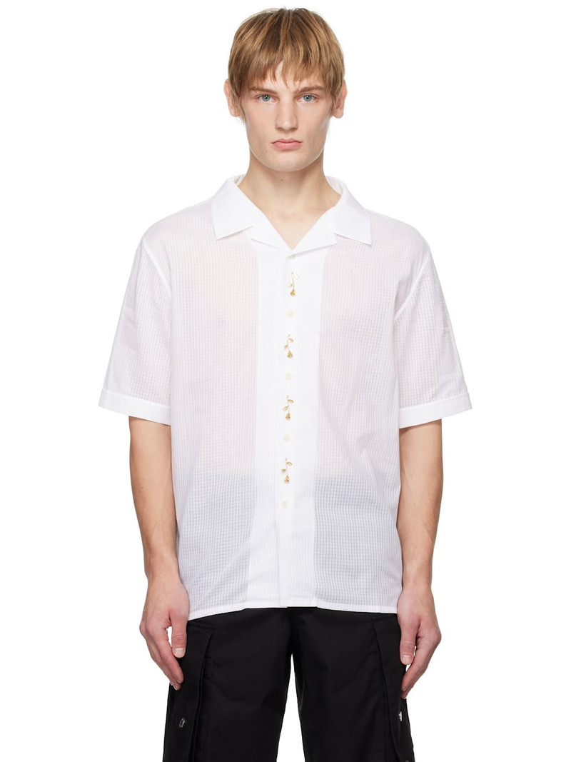 White Short Sleeve Bowling Shirt 1