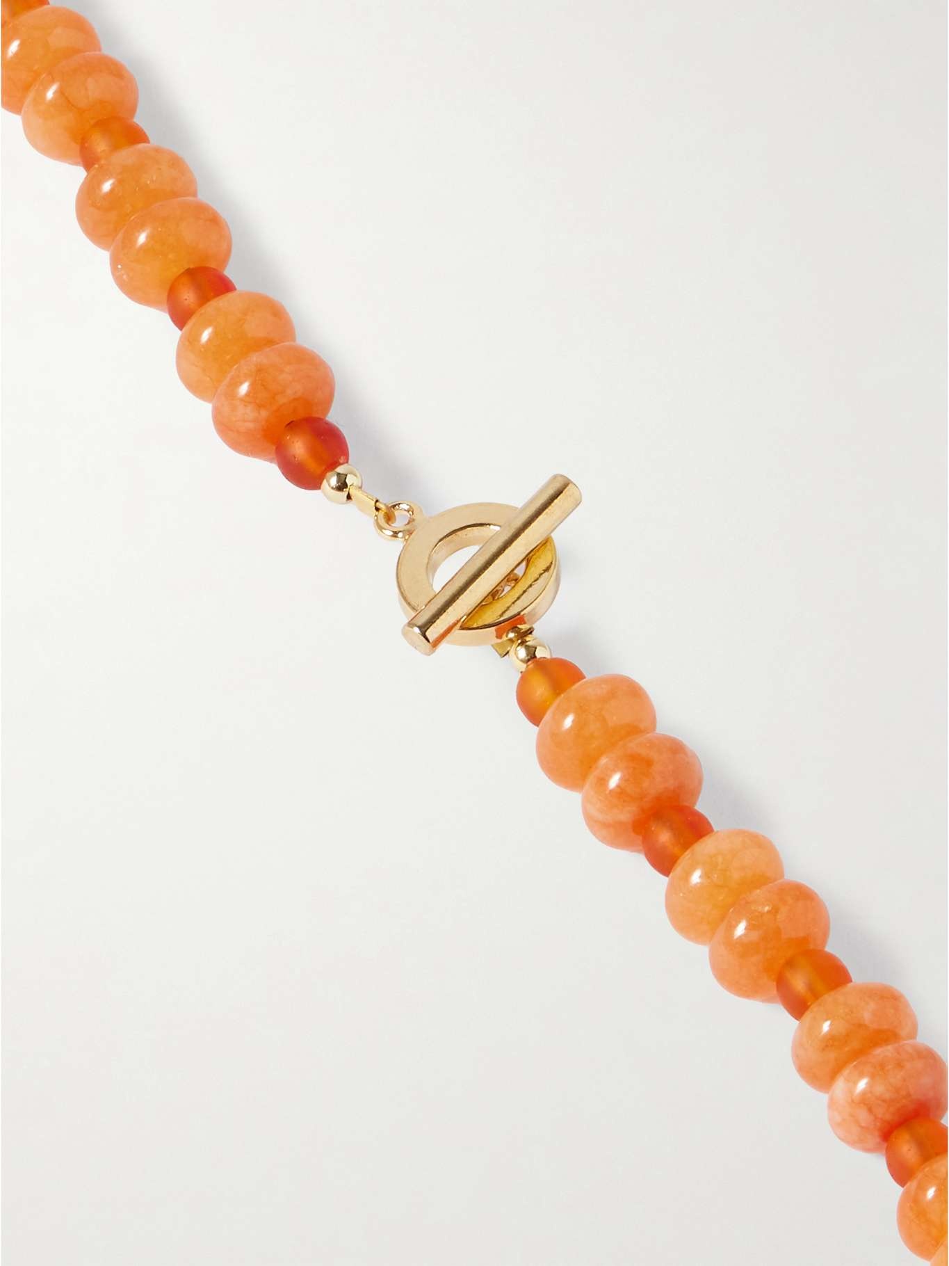 Salerno gold-plated, carnelian and crystal necklace Red - 3