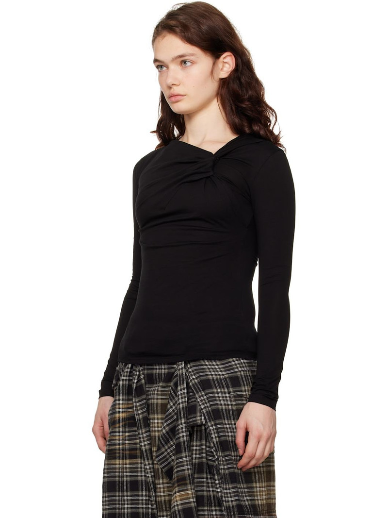 JUUN.J Black Twist Long Sleeve T-shirt outlook