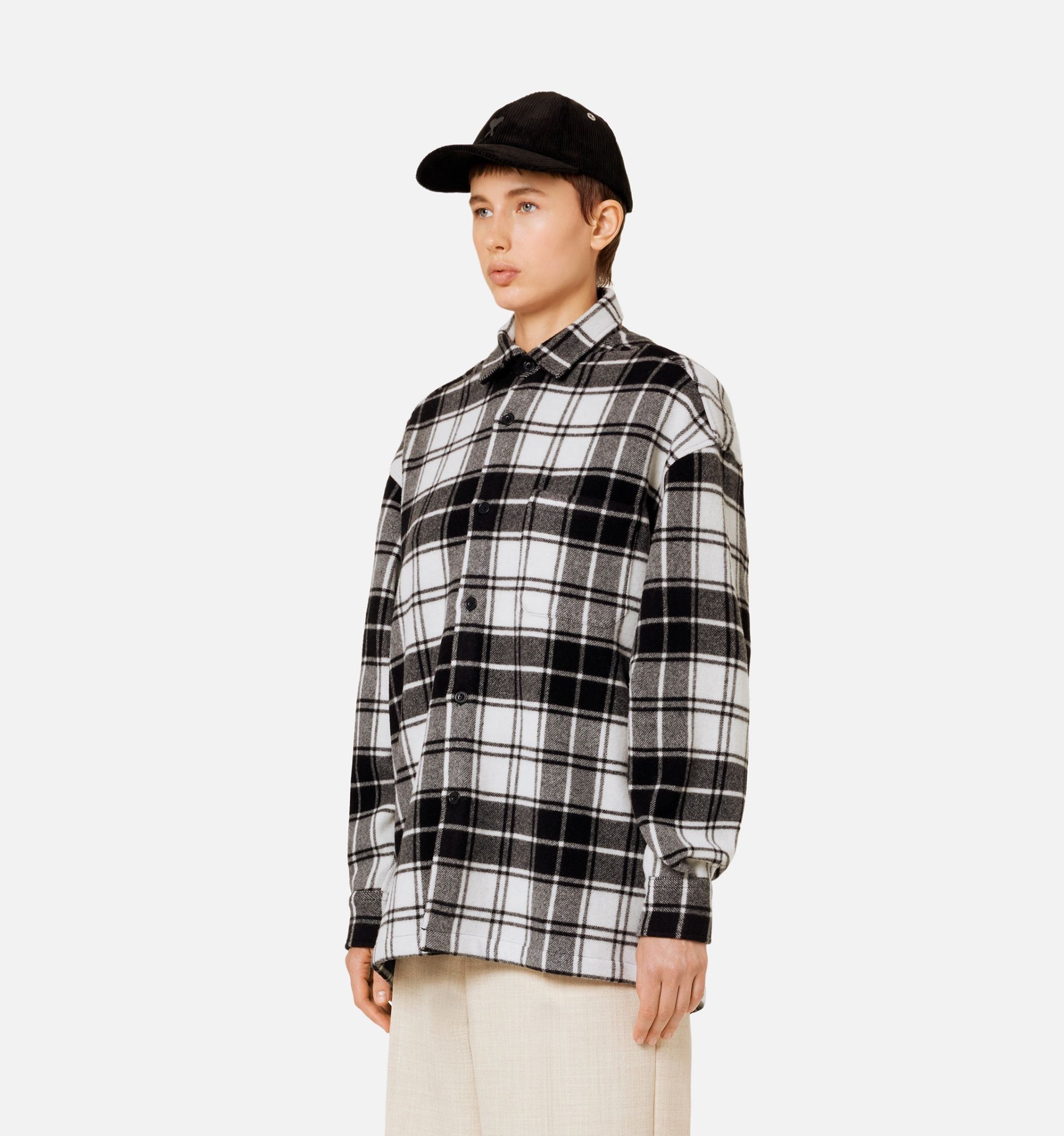 Checked Overshirt With Ami Paris Print - 5
