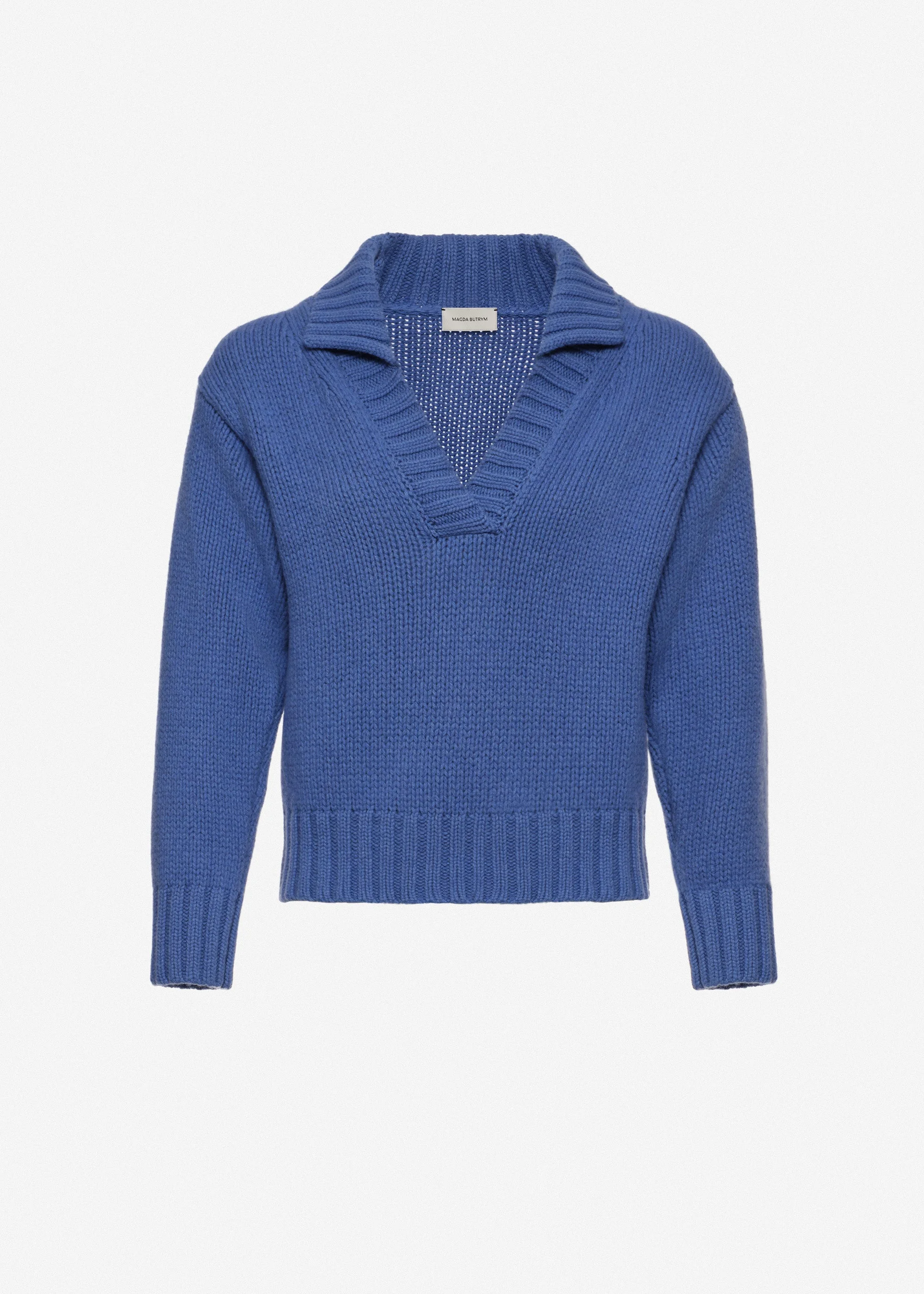 Cashmere polo sweater in blue - 1