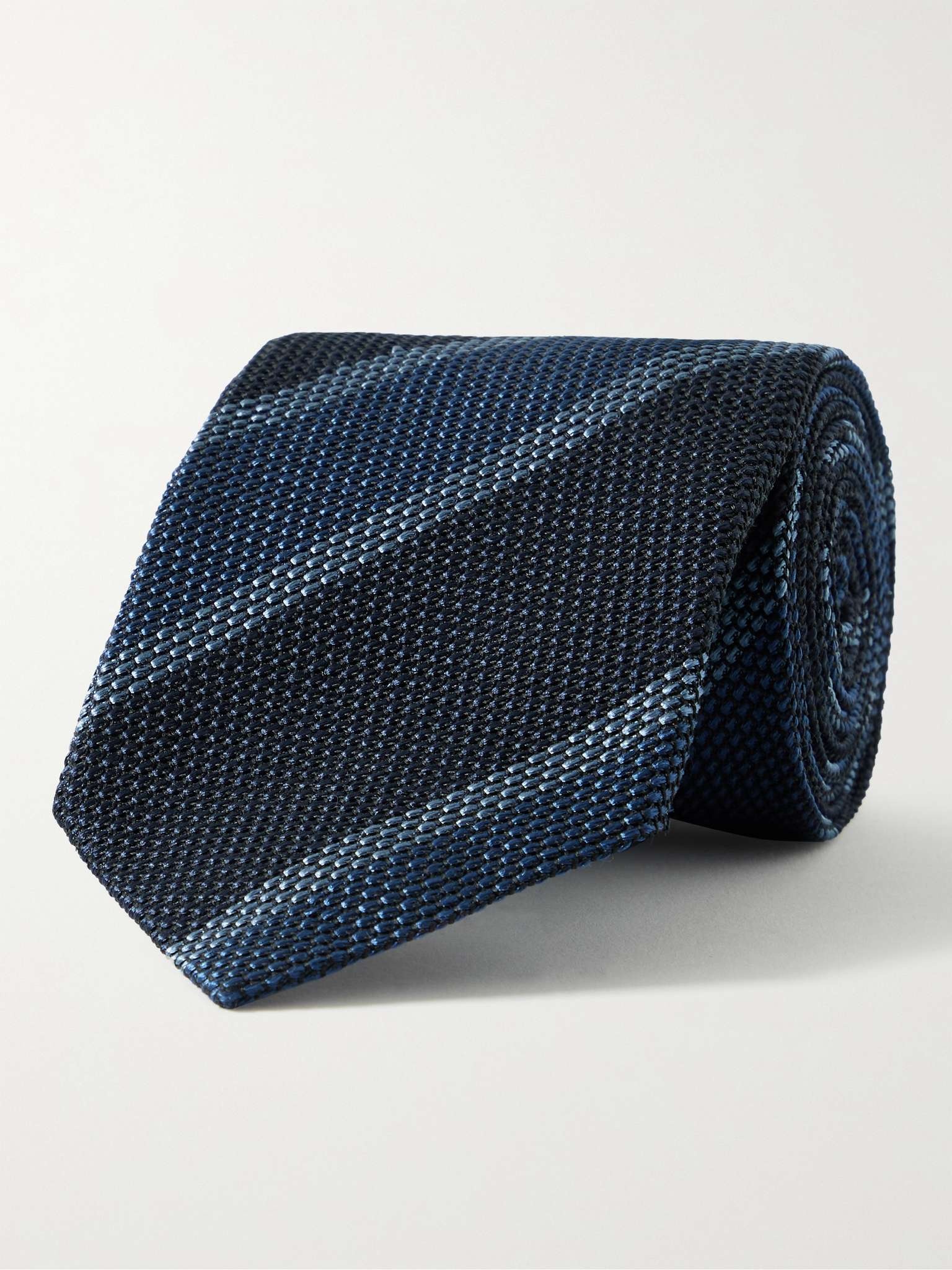 8cm Striped Textured-Silk Tie - 1