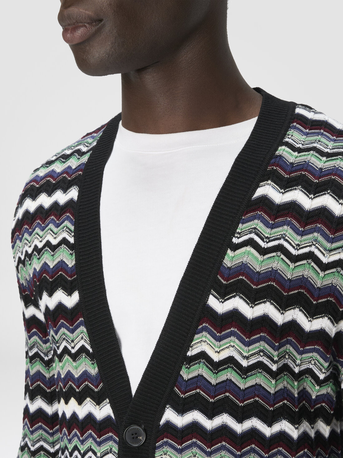 Cardigan in wool-cotton blend with zigzag - 5
