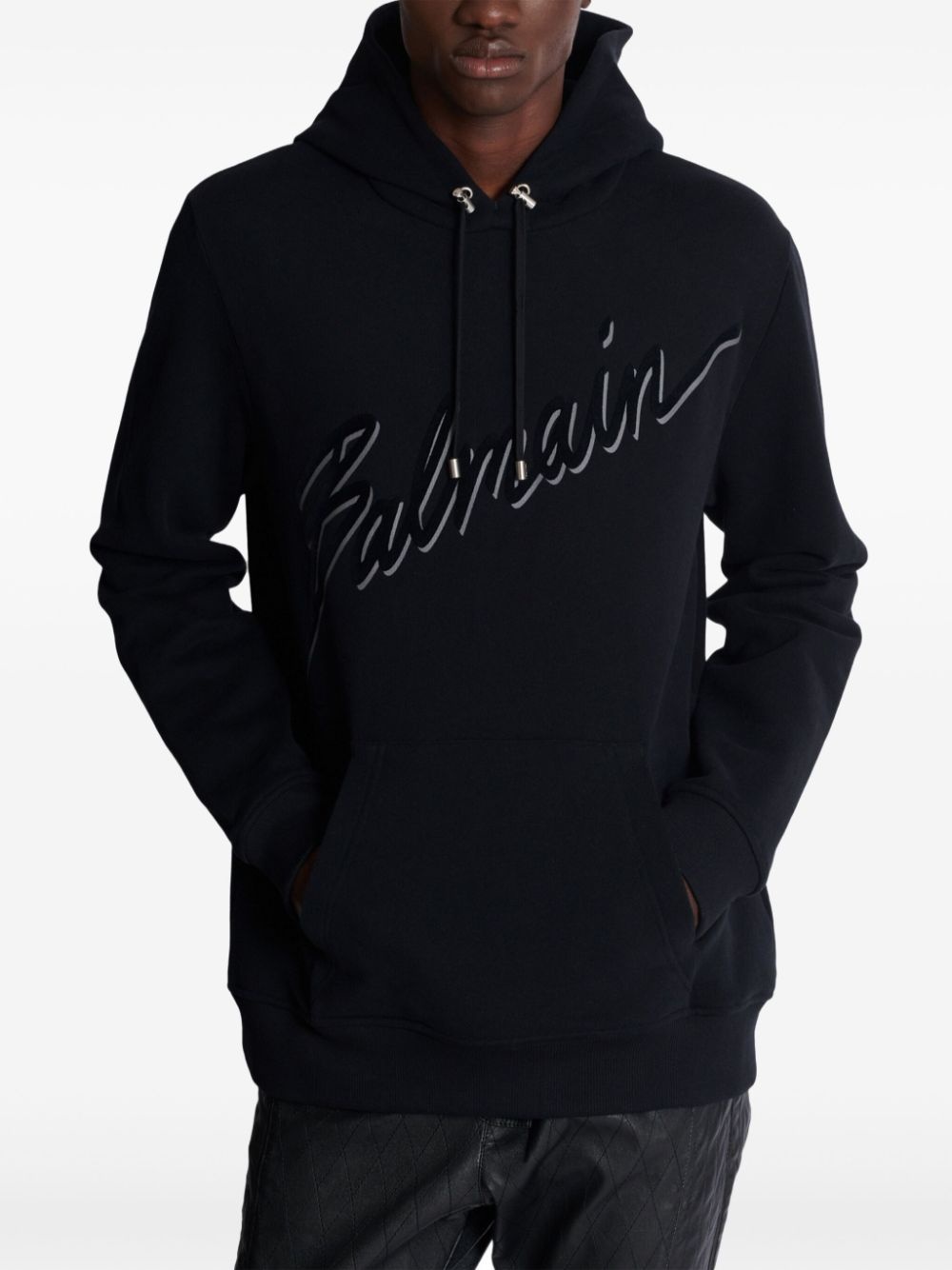 flocked-logo hoodie - 6