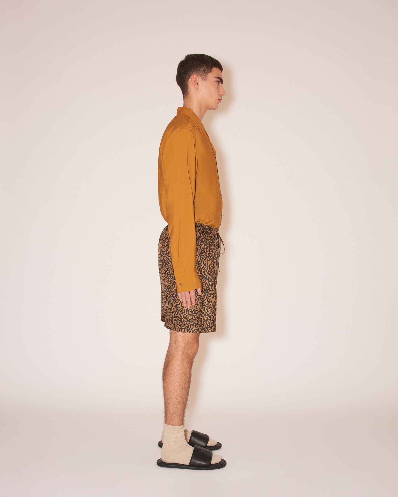 DOXXI - Twill silk shorts - Brown Ocelot - 3