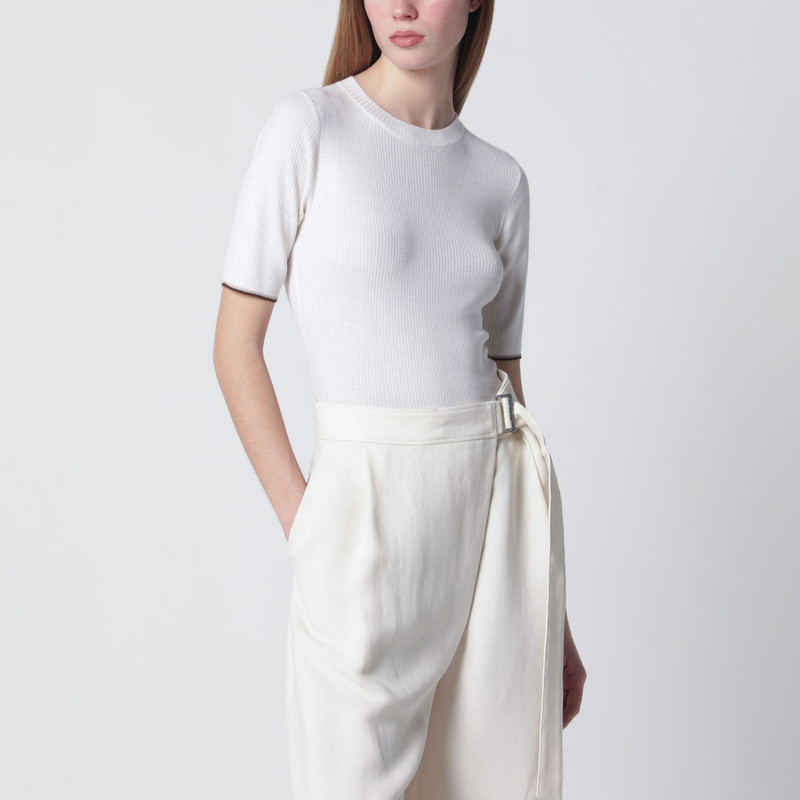 White cashmere and silk knit top 1