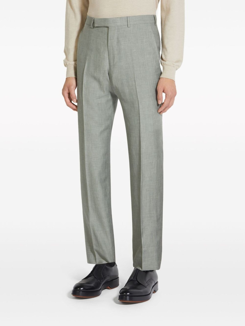 ZEGNA Crossover wool-linen-silk checked trousers outlook