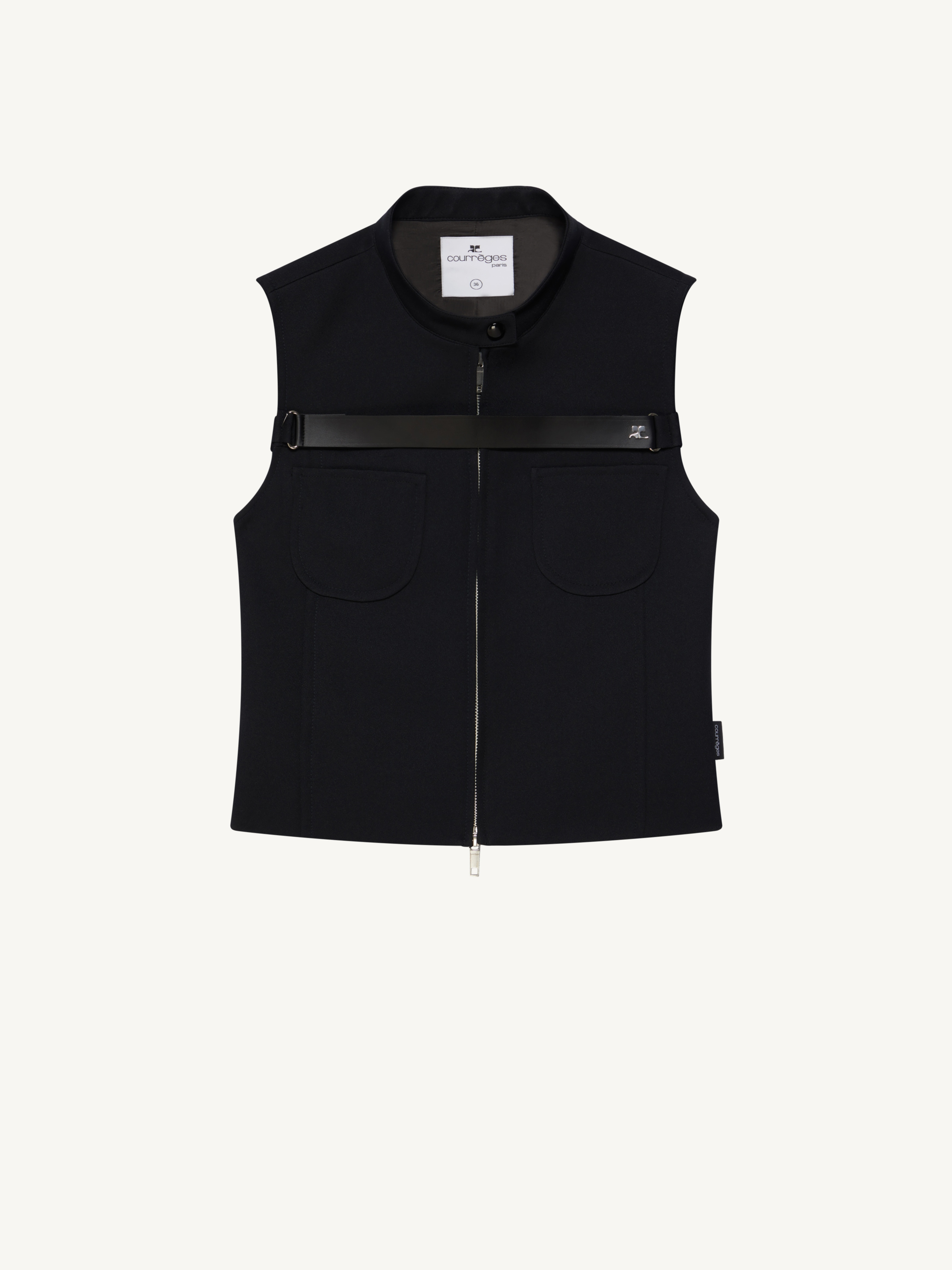 SLEEVELESS STRAP TWILL JACKET - 1