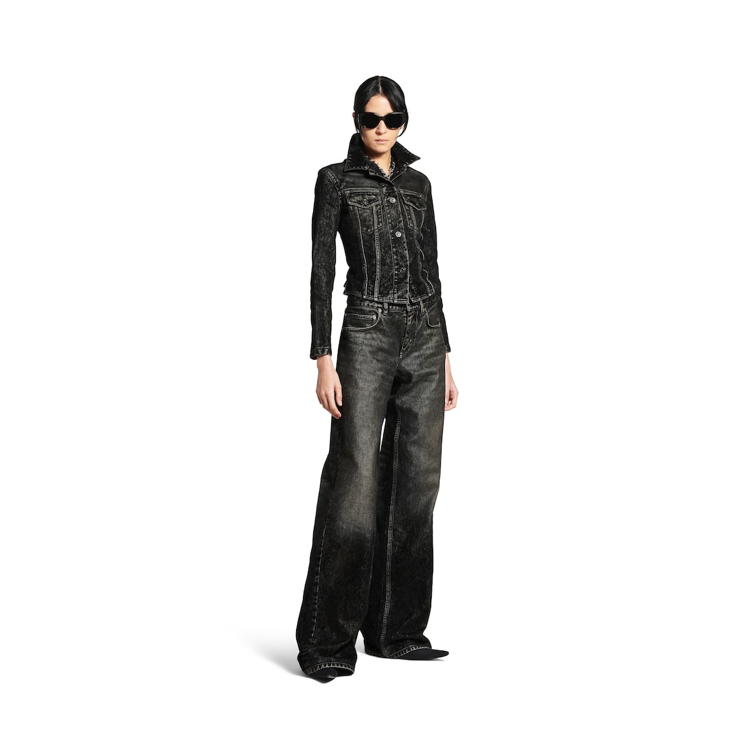 Women's Wide Leg Baggy Pants in Black - 2