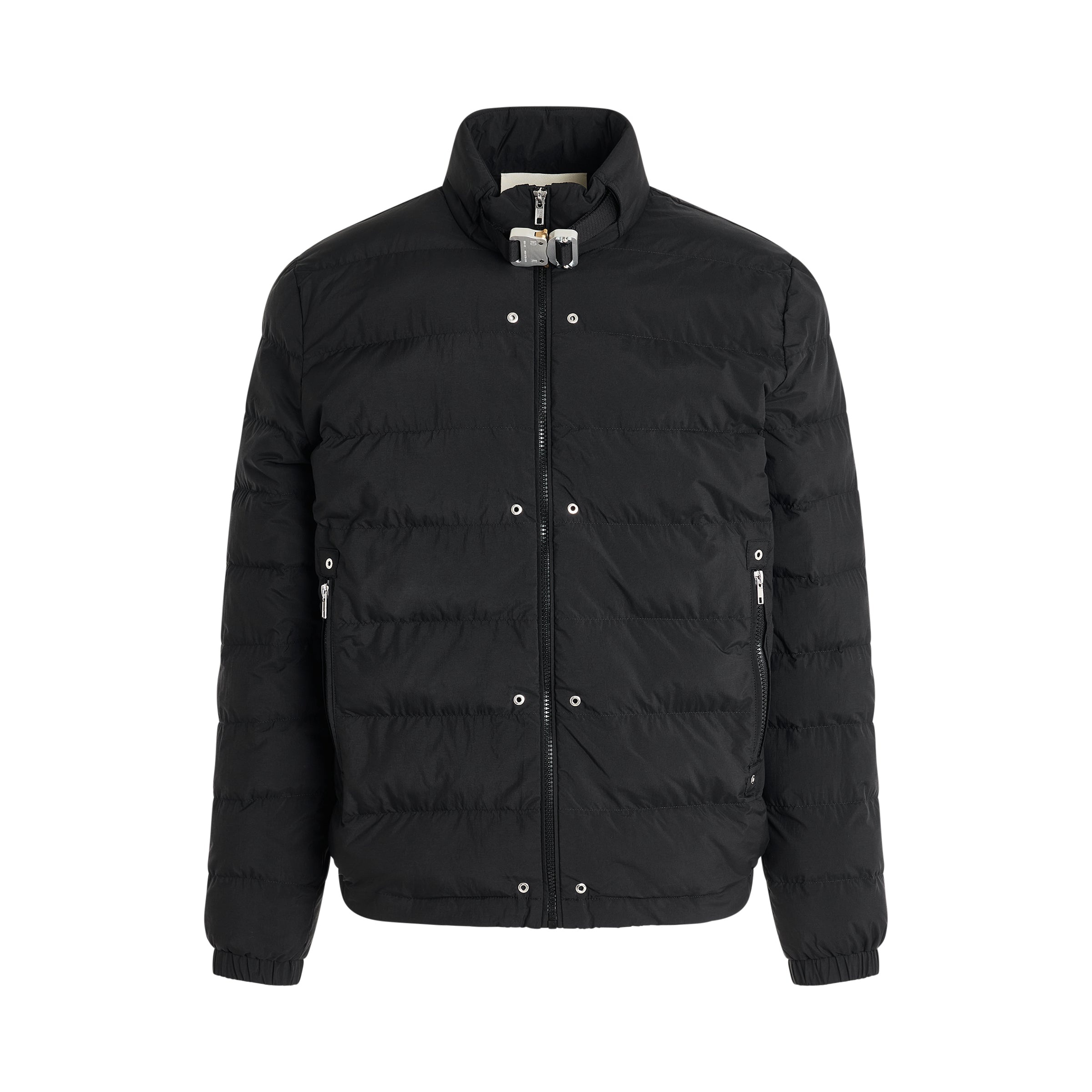 Lightweight Buckle Puffer Jacket in Black - 1