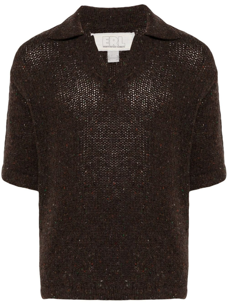 speckle-knit polo sweater 1