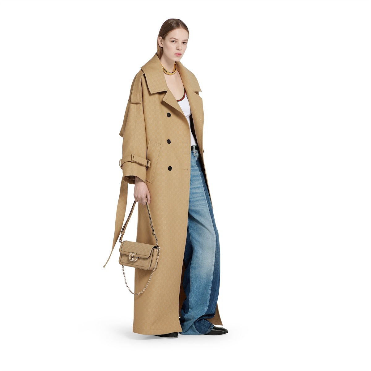 GG crêpe silk wool double-breasted coat - 2