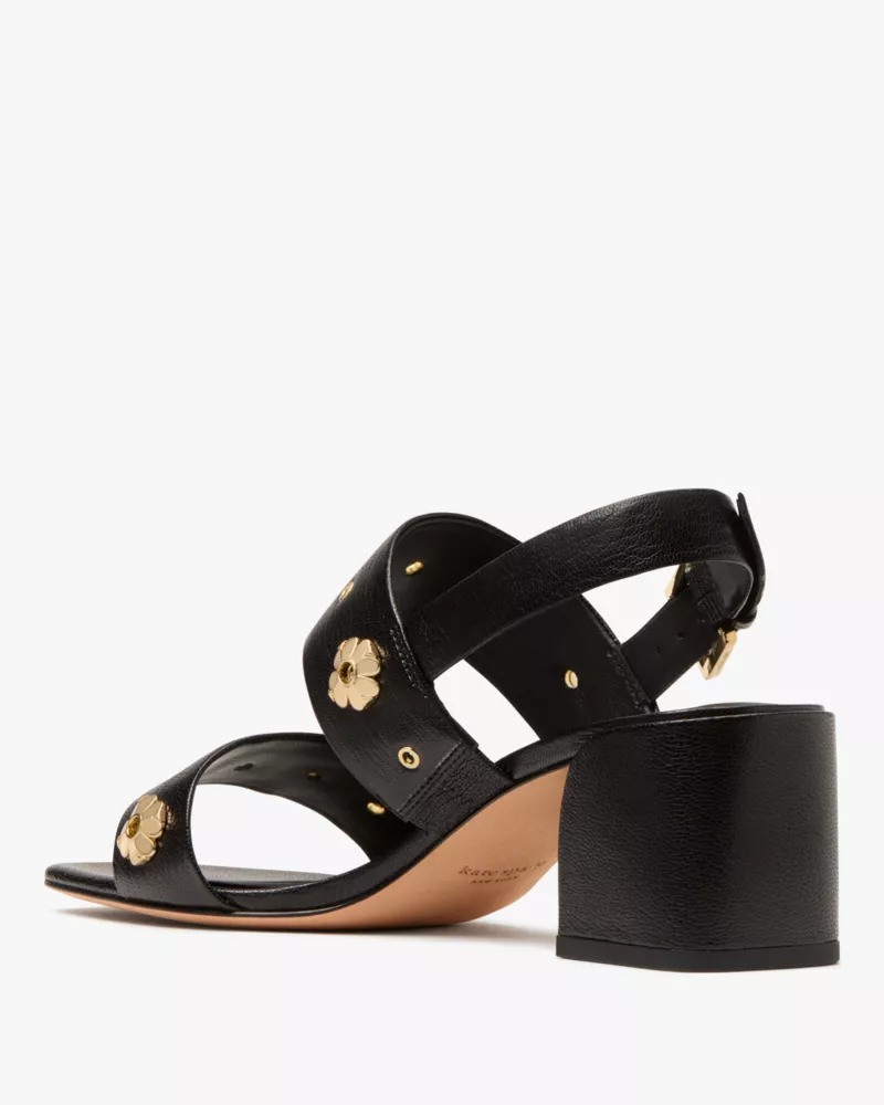 Spade Flower Stud Block Heels 4