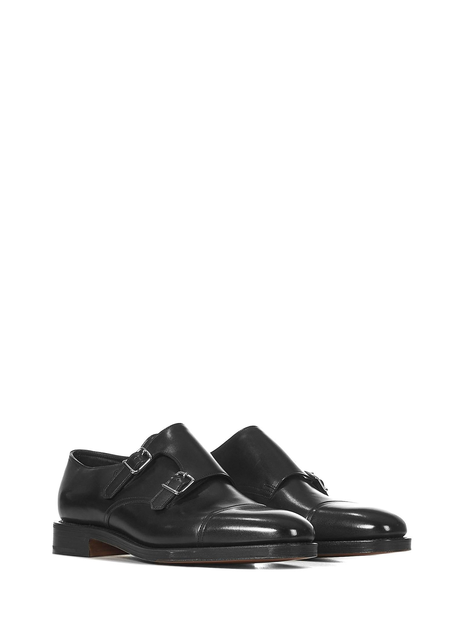 William lace-up in smooth black leather with double palladium finish buckle and double leather sole. - 3