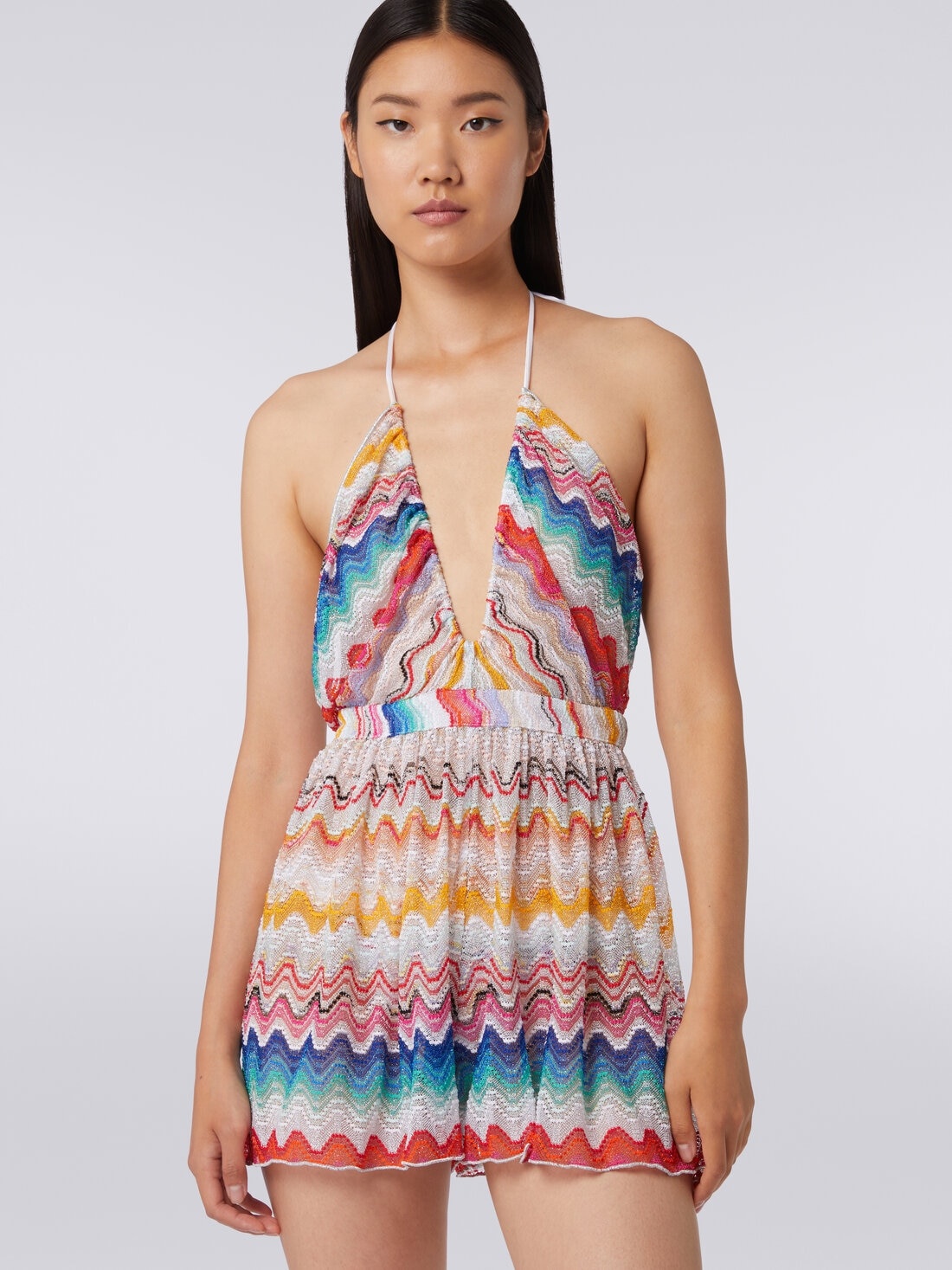 Wave motif romper with lurex - 5