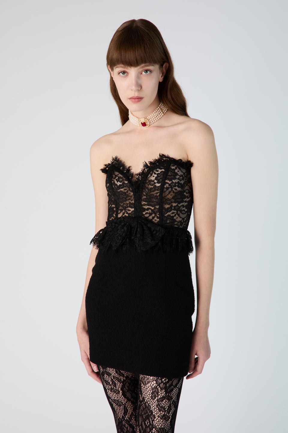 LACE BUSTIER WITH BOW - 6