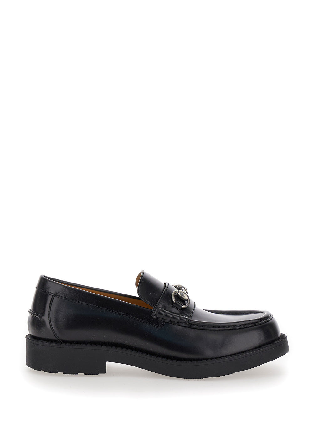 Gucci Men Black Chunky Loafers With Horsebit Detail In Leather Man - 1