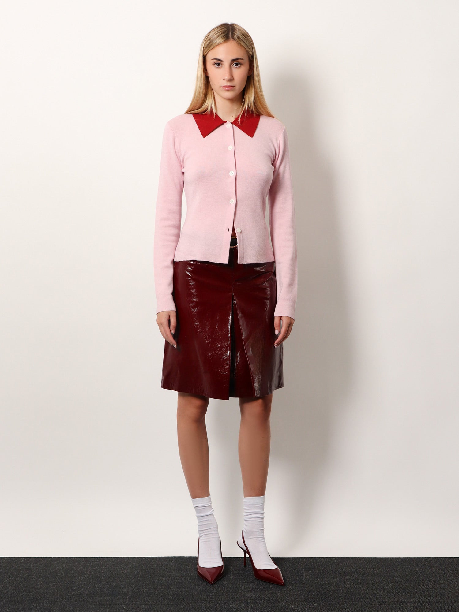 Wool Cardigan With Contrasting Collar - 2