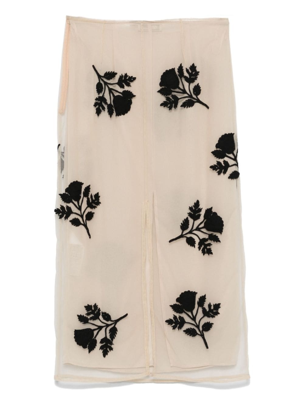 floral-embroidery tulle midi skirt - 2