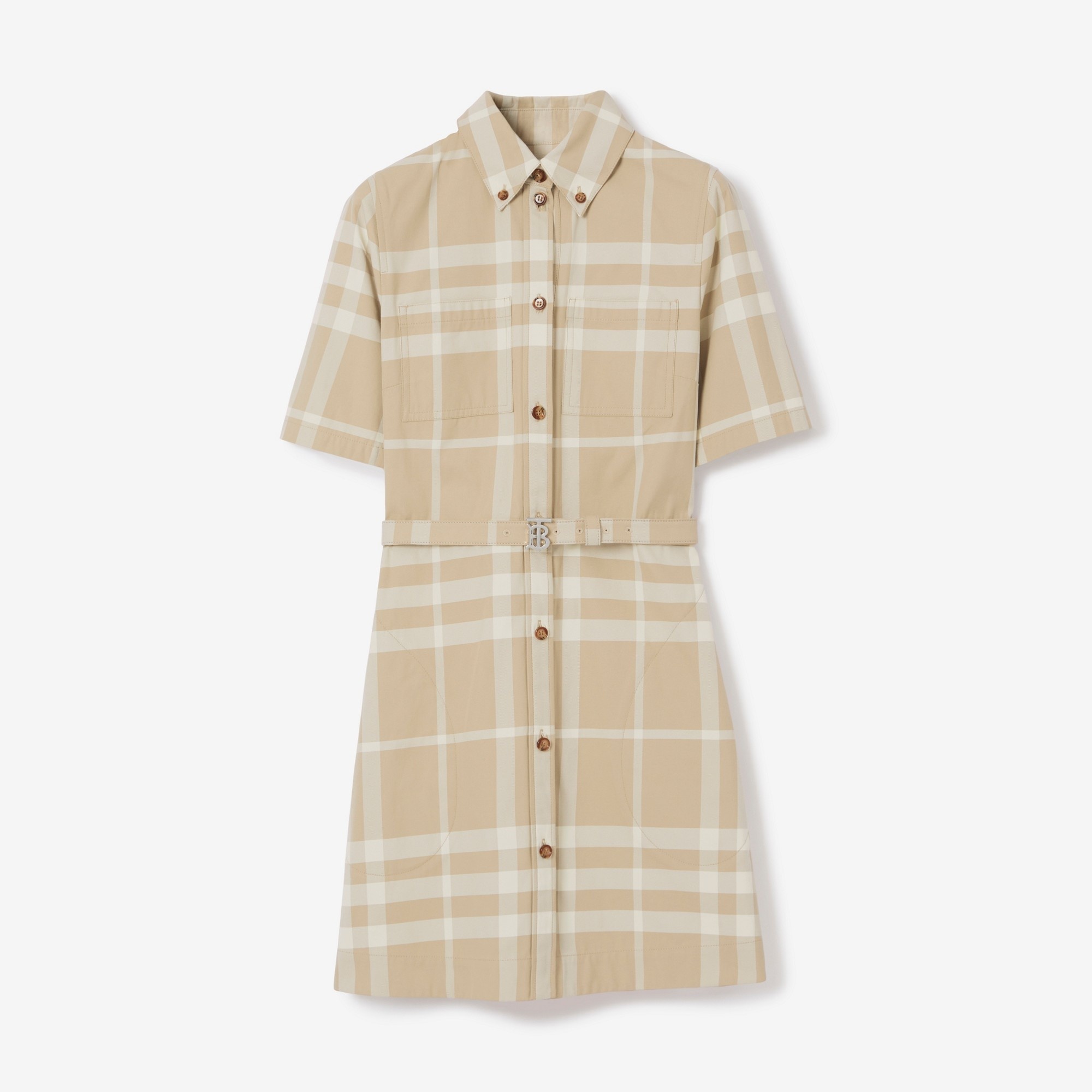 Check Cotton Gabardine Shirt Dress - 1