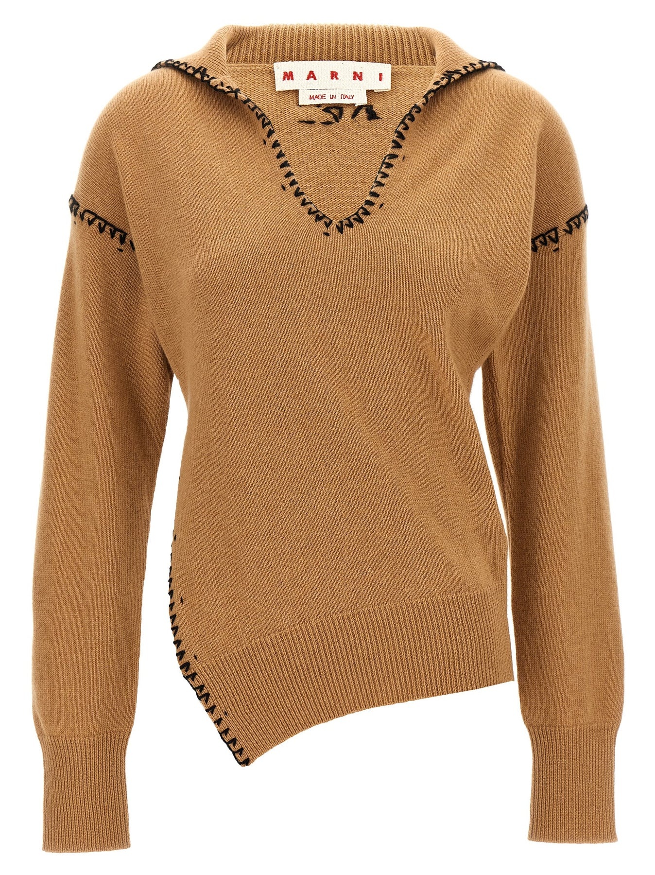 Sweater Stitching Sweater, Cardigans Beige - 1