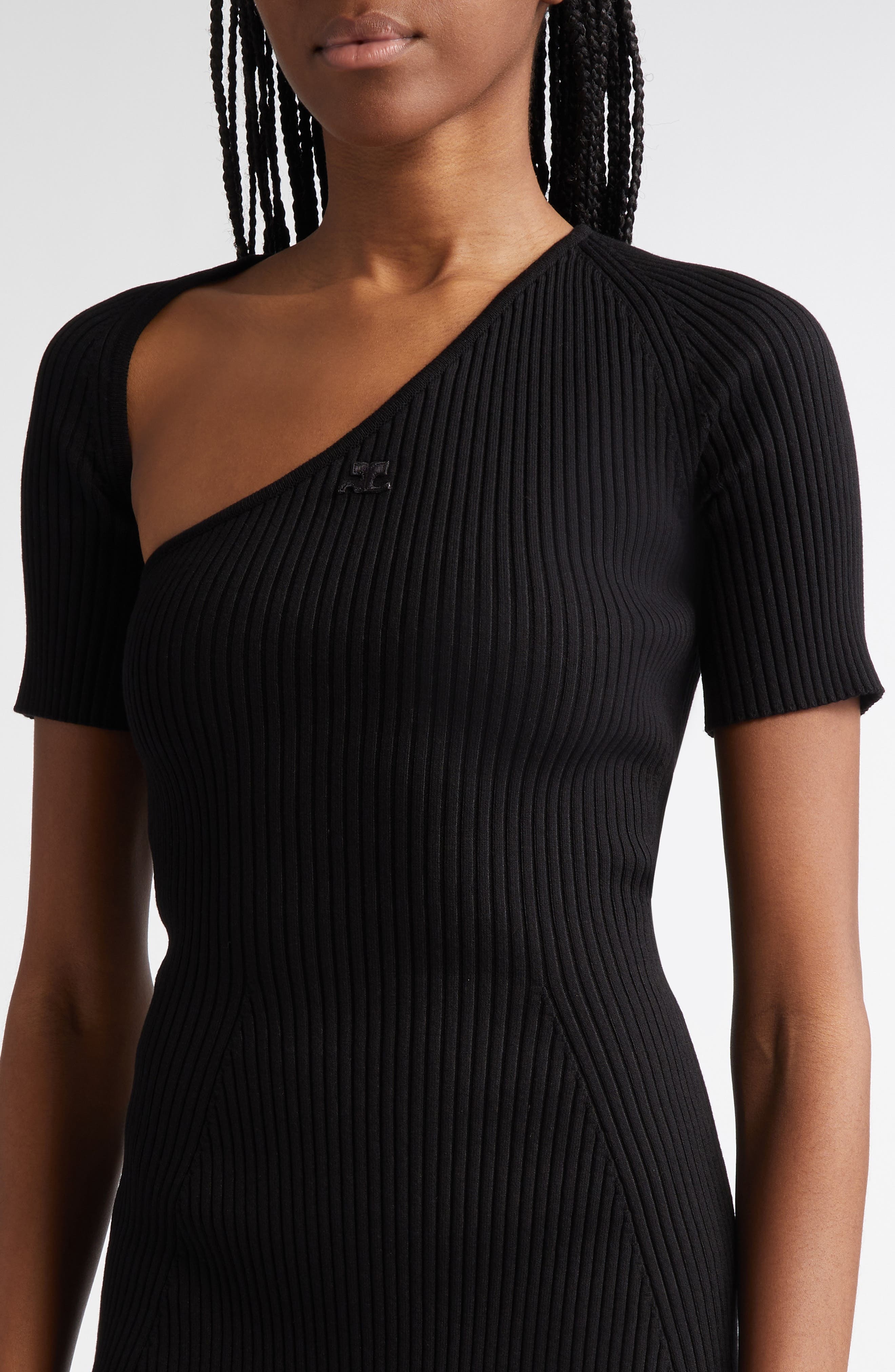 Courrèges Slash Rib Sweater Dress in Black at Nordstrom - 4