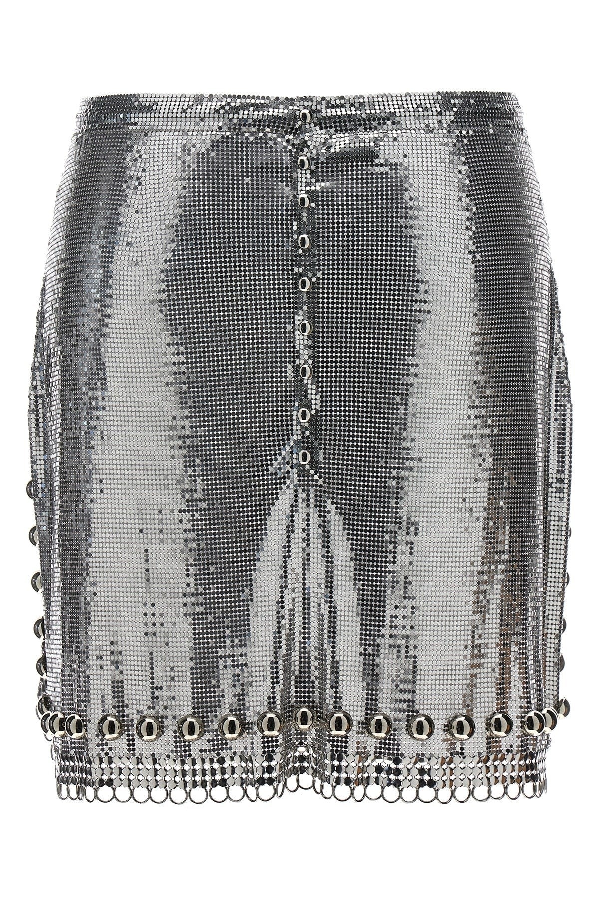 ミニスカート Rabanne FW24 llic mesh skirt (24AIJU594MH0004 P040) SILVER MINI SKIRT IN MESH | Rabanne