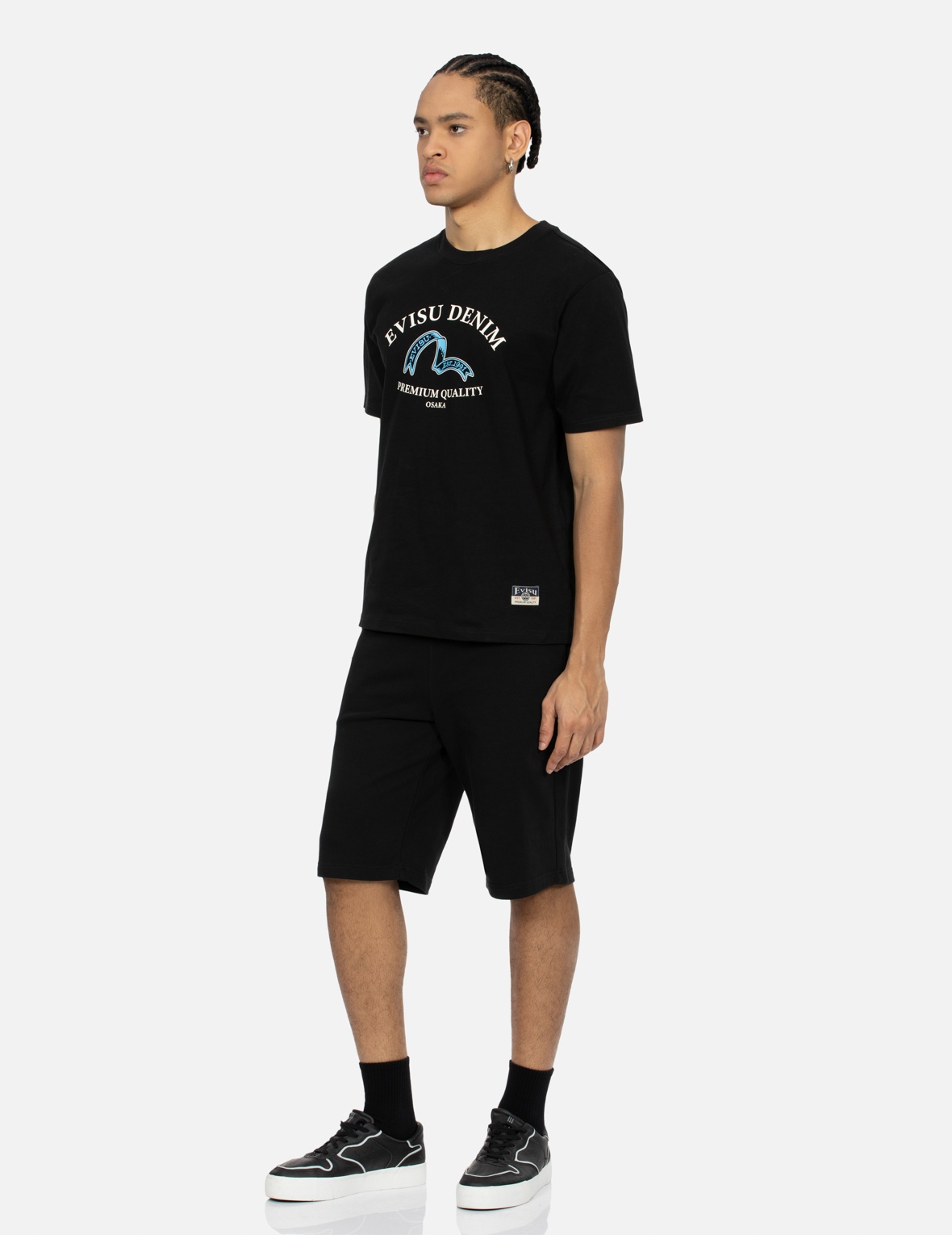 RIBBON SEAGULL AND LOGO PRINT REGULAR FIT SWEAT SHORTS - 4