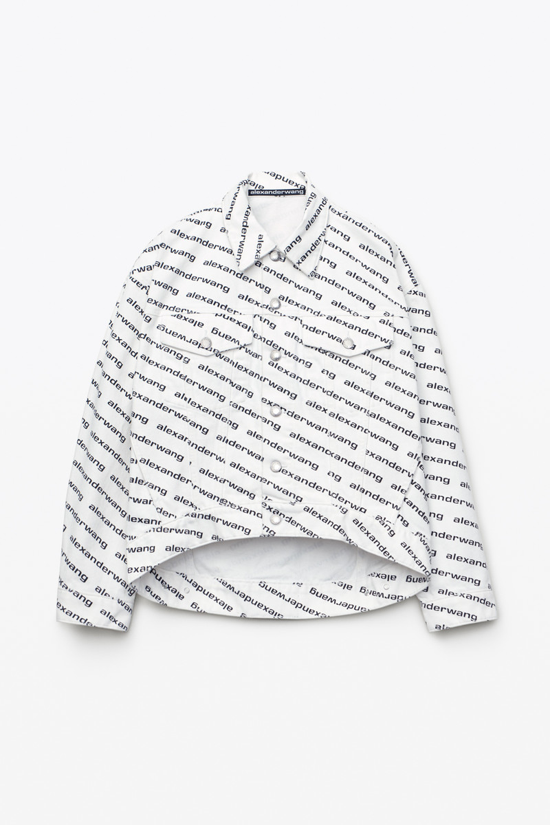 FALLING BACK LOGO JACKET IN WHITE DENIM 1