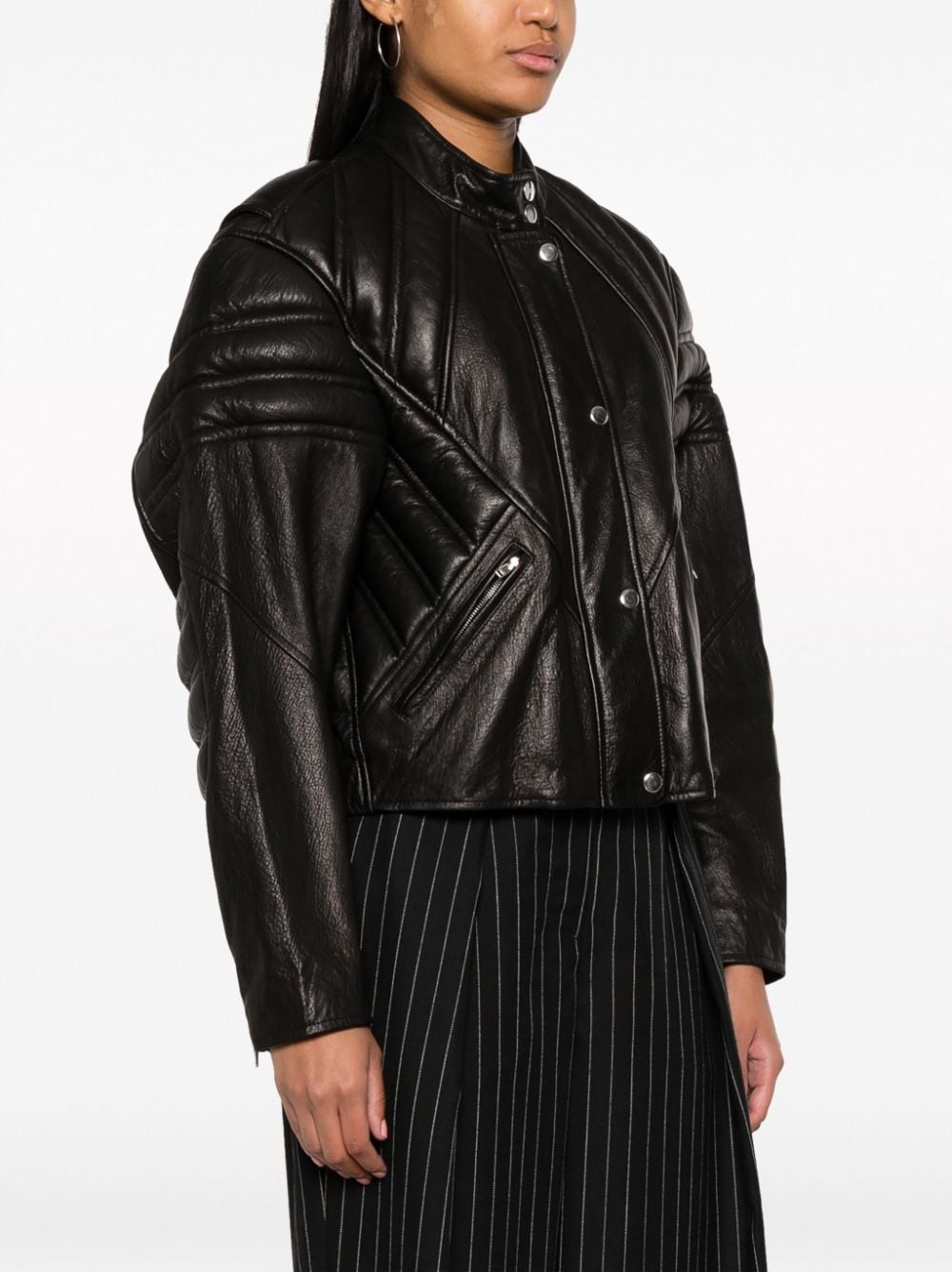 padded-panels leather jacket - 3