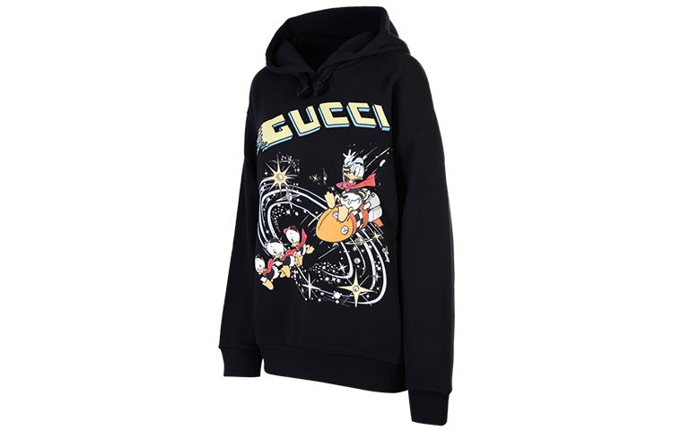 (WMNS) Gucci x Disney Joint SS21 Cartoon Donald Duck Printed Hoodie For Black 615061-XJDC6-1043 - 3