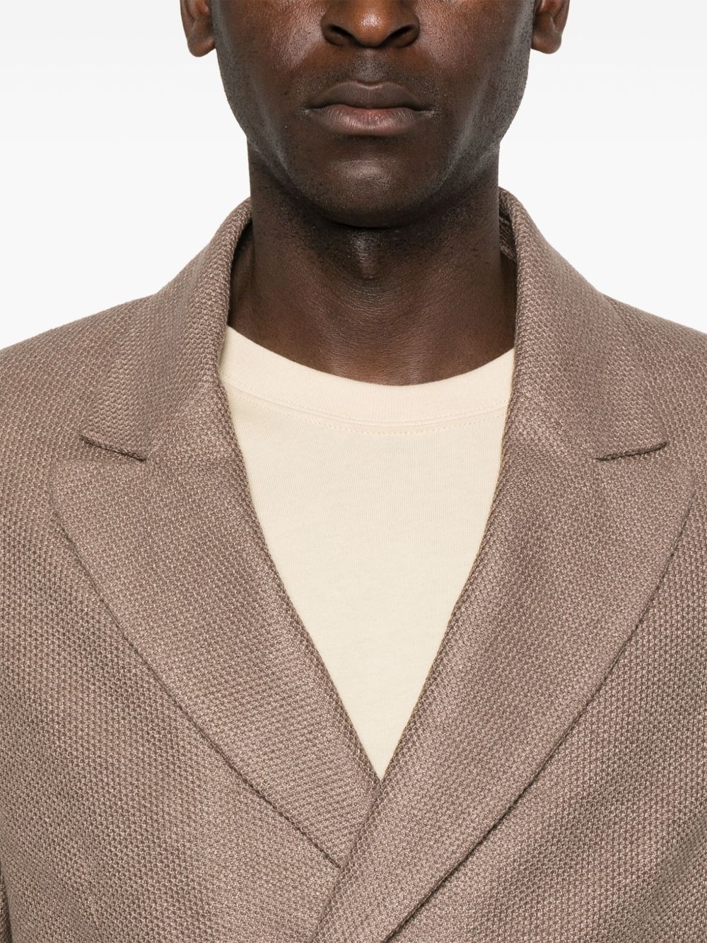 honeycomb-knit double-breasted blazer - 5