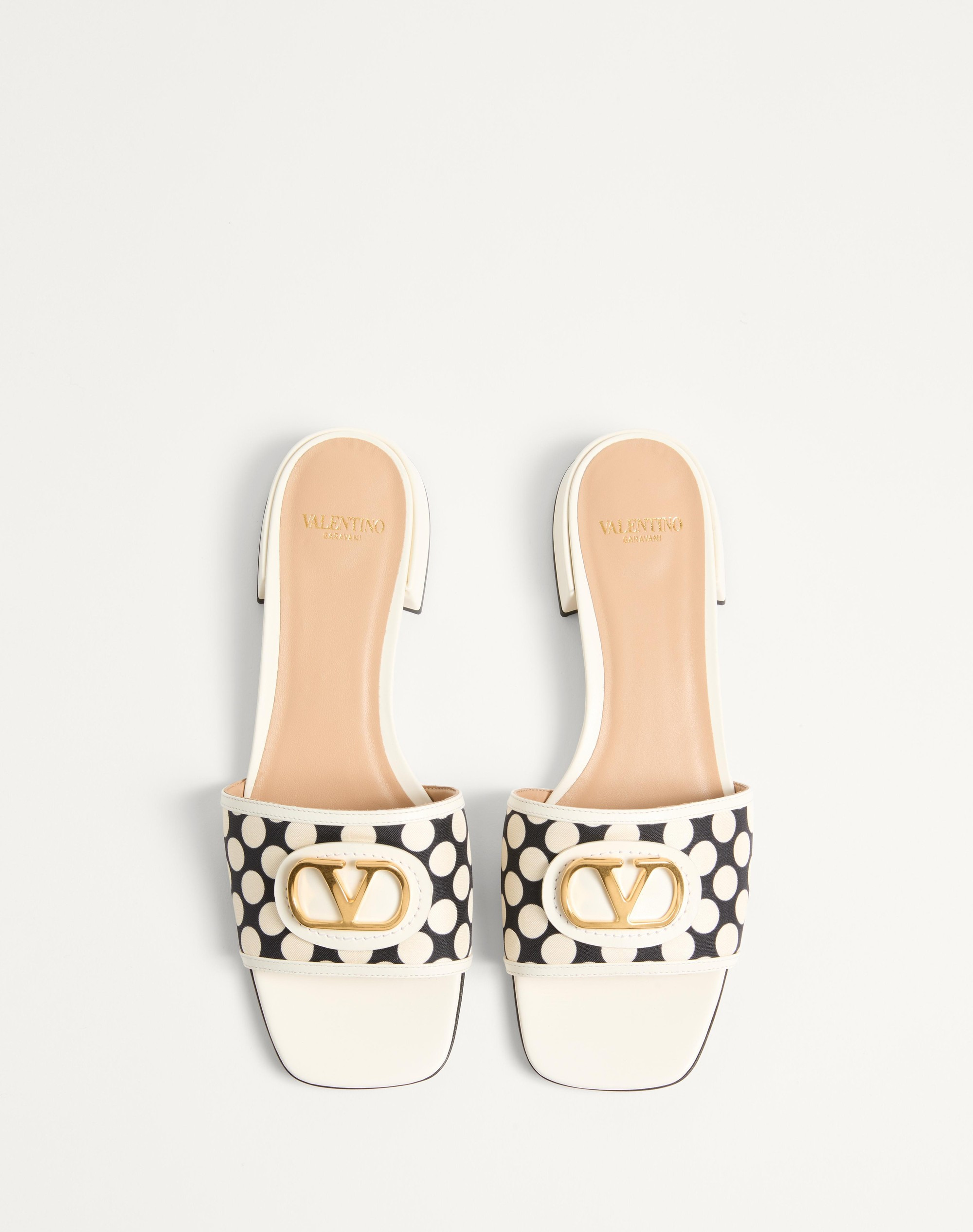 VLOGO SIGNATURE SLIDE SANDAL IN PLUS DE POIS FABRIC 20MM - 4