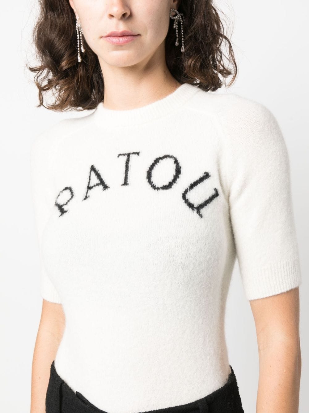 logo-intarsia knitted top - 5