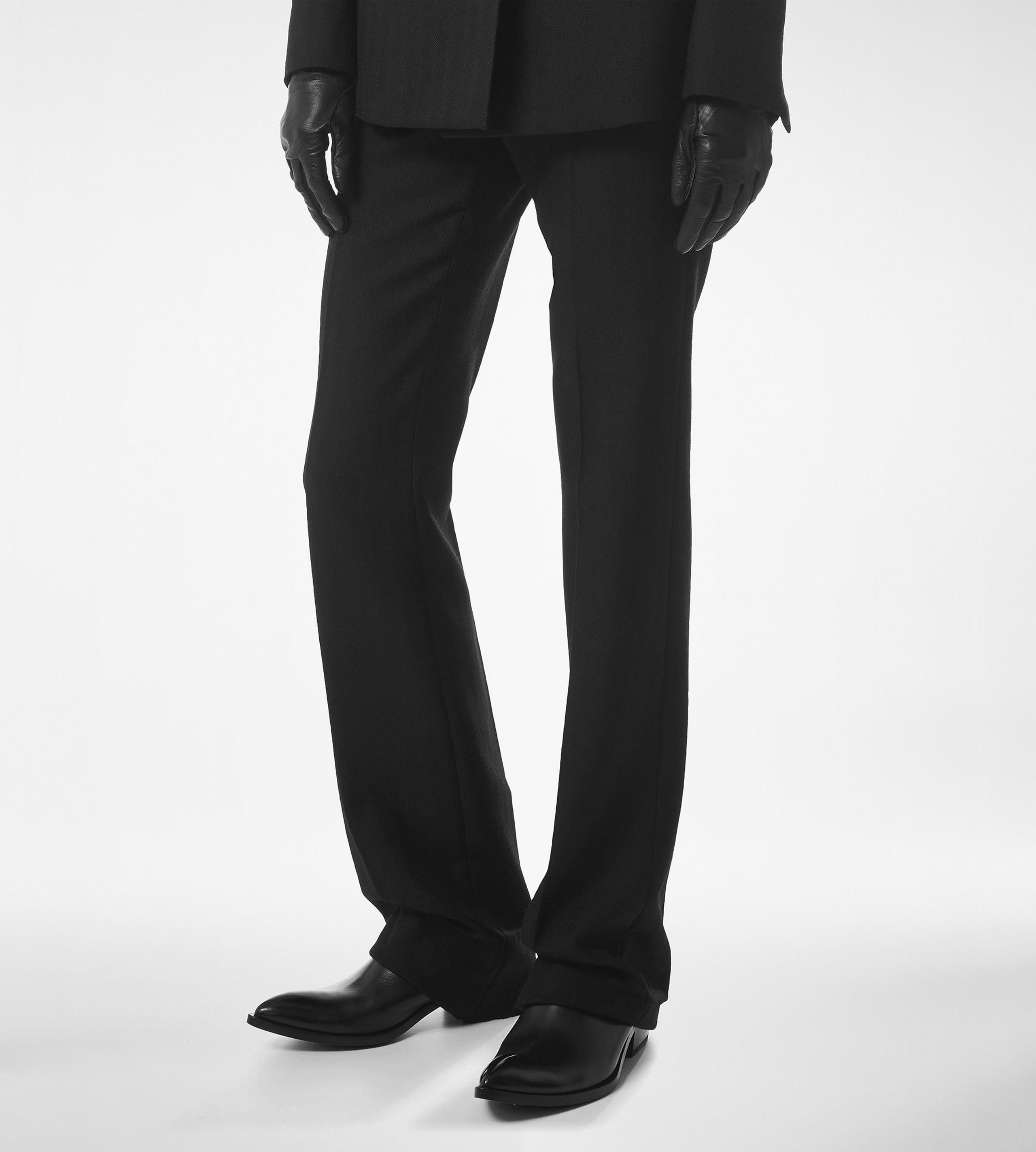 SHARP HERRINGBONE TAILORED STRAIGHT PANTS - 4