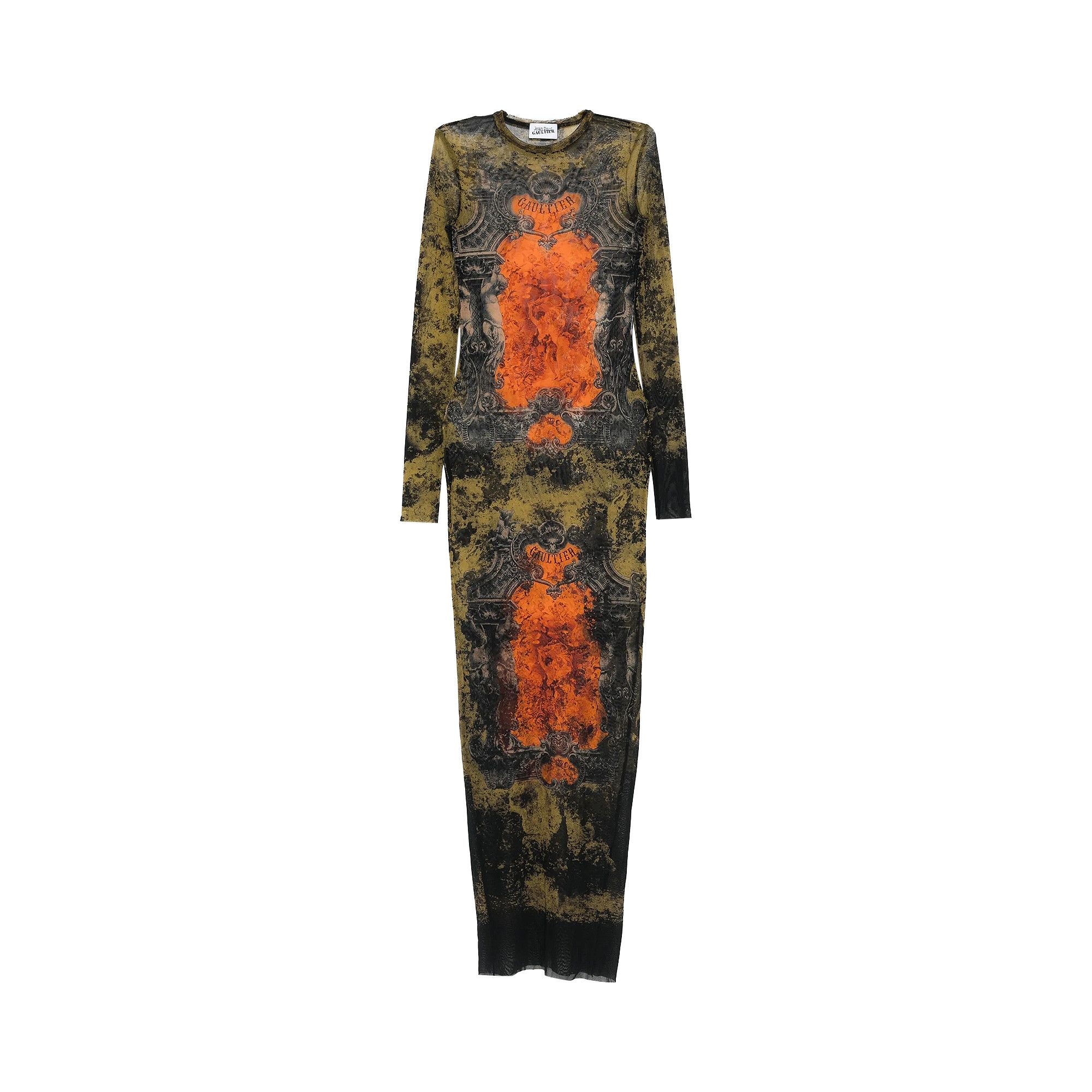 Jean Paul Gaultier Médaillon Long Dress 'Black/Khaki/Orange' - 1