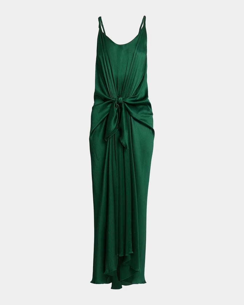 Sleeveless Knotted Crinkle Silk Maxi Dress 1