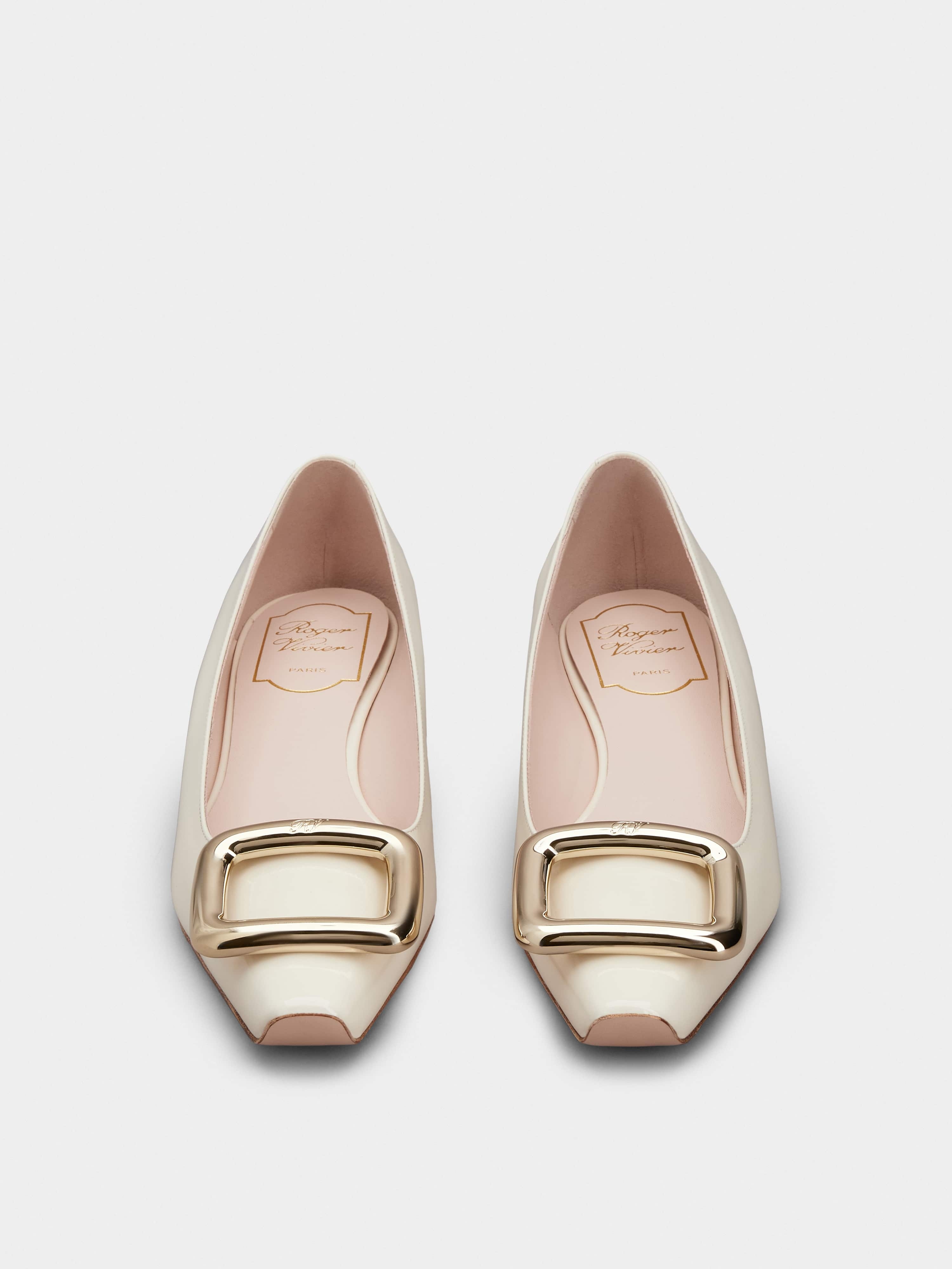 Viv' Choc Metal Buckle Ballerinas in Patent Leather - 7