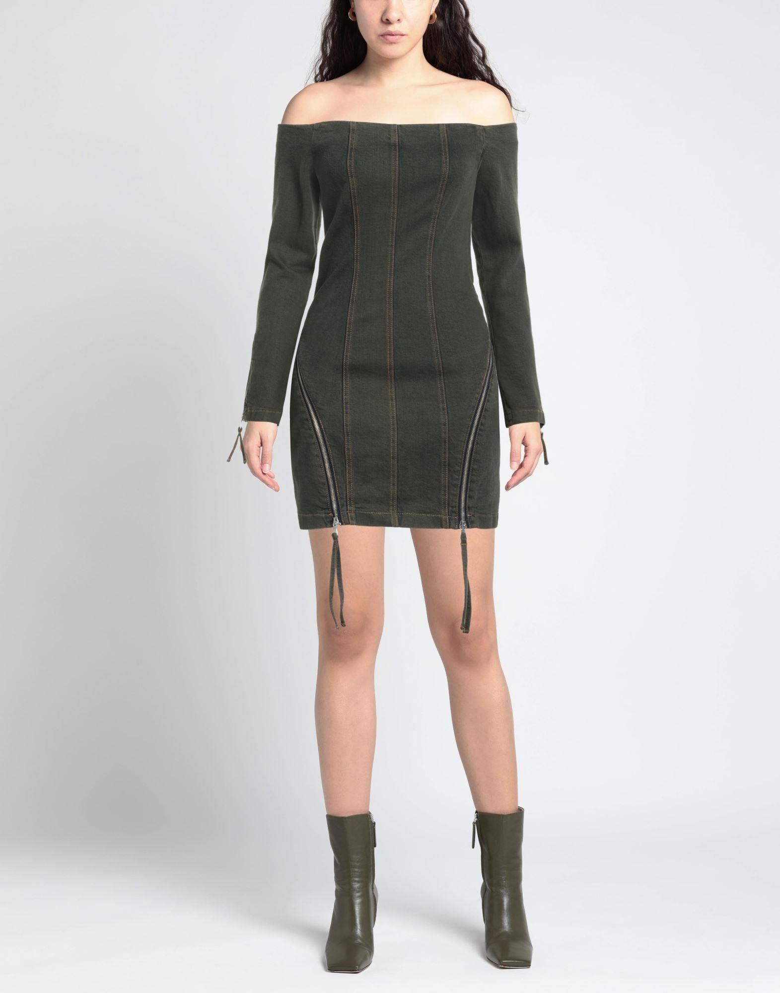 Military green Women's Denim Dress - 2
