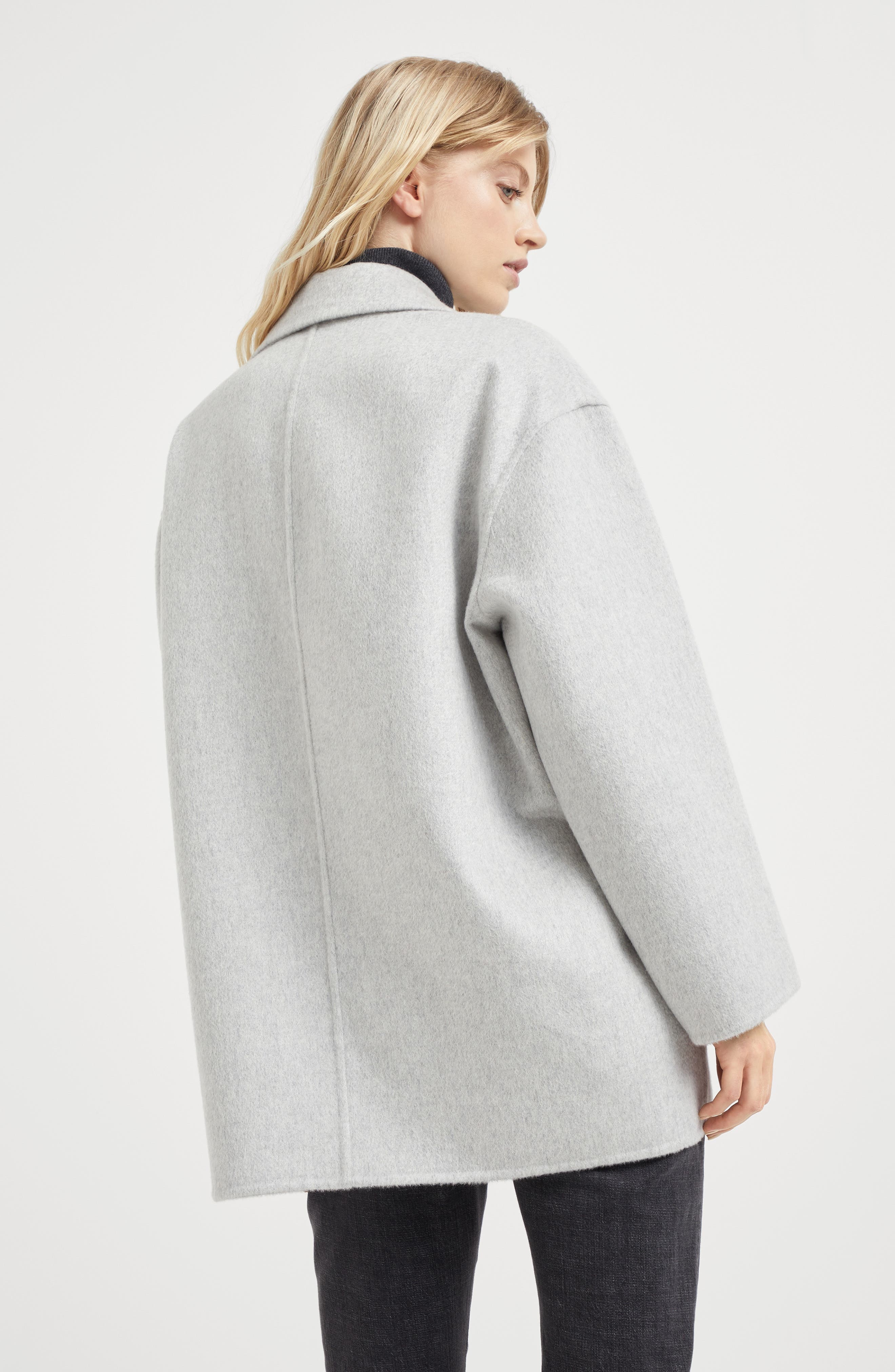 Brunello Cucinelli Hand-finished Caban jacket in Light Grey at Nordstrom - 3