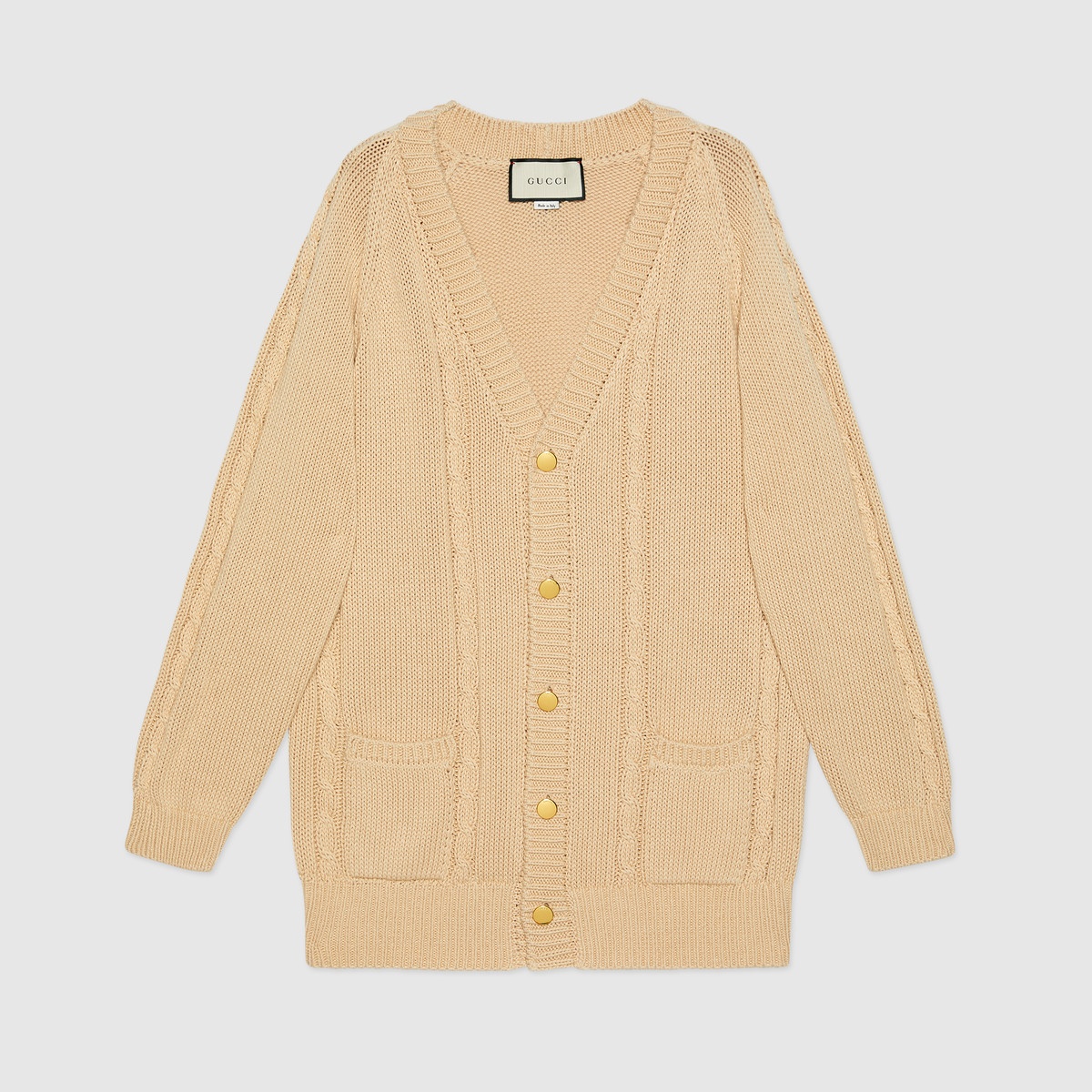 Cable knit cotton cardigan - 1