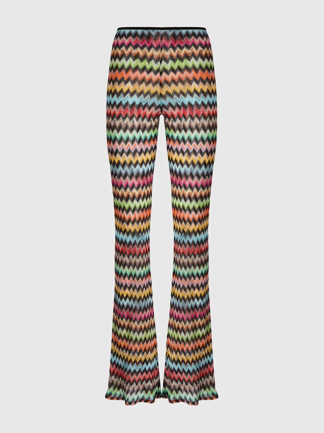 Flared pants in lamé viscose with micro zigzag pattern - 1