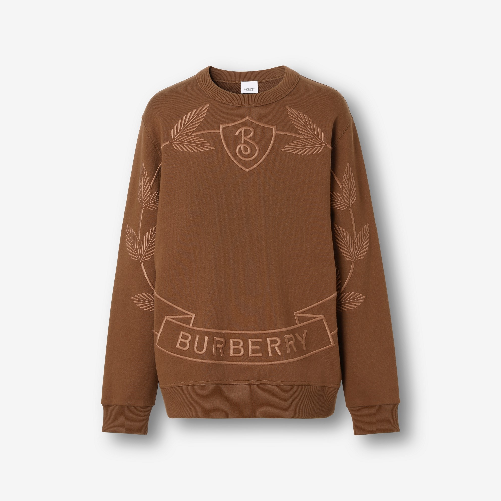 Embroidered Oak Leaf Crest Cotton Sweatshirt - 1