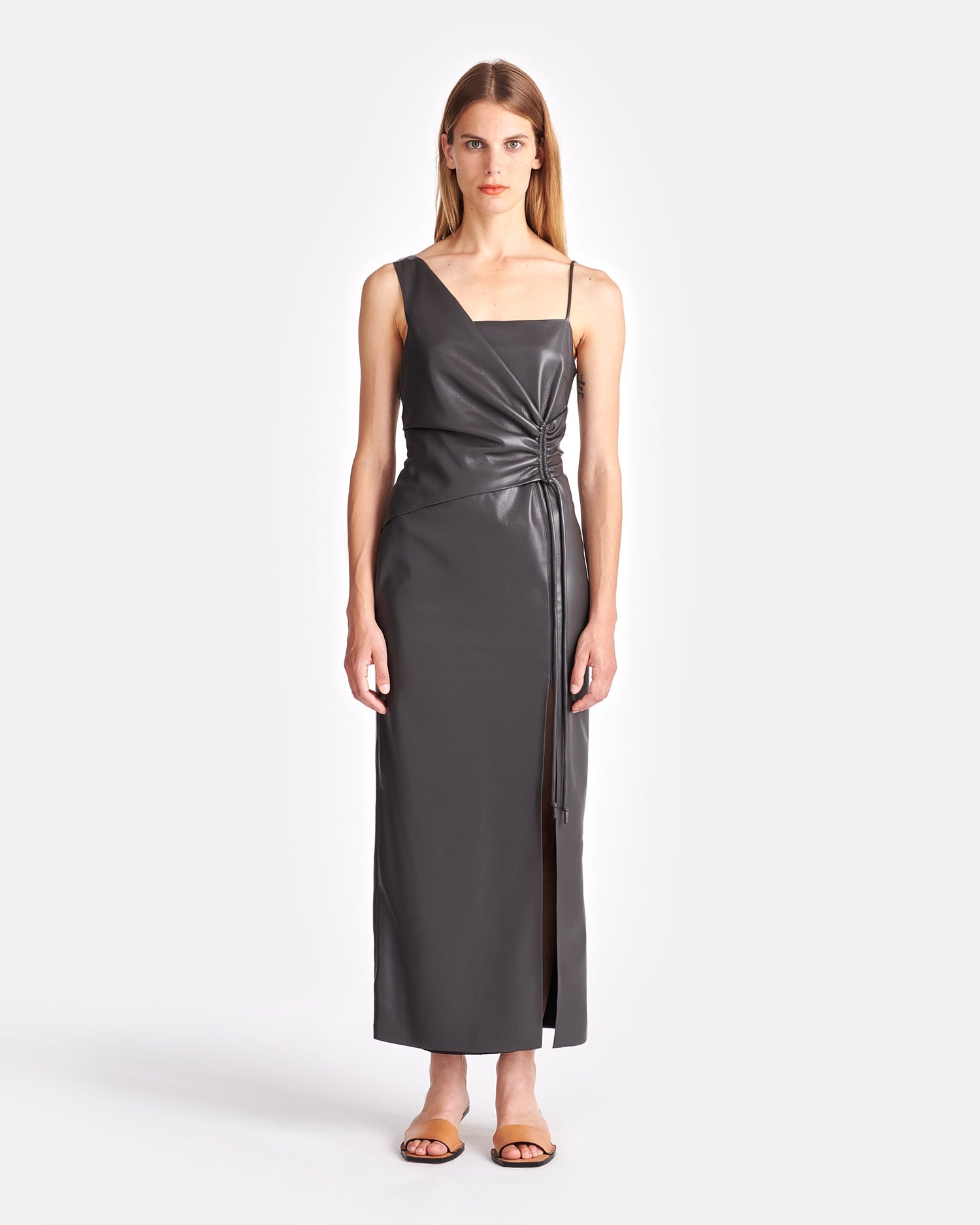 Asymmetric Okobor™ Alt-Leather Midi Dress - 2