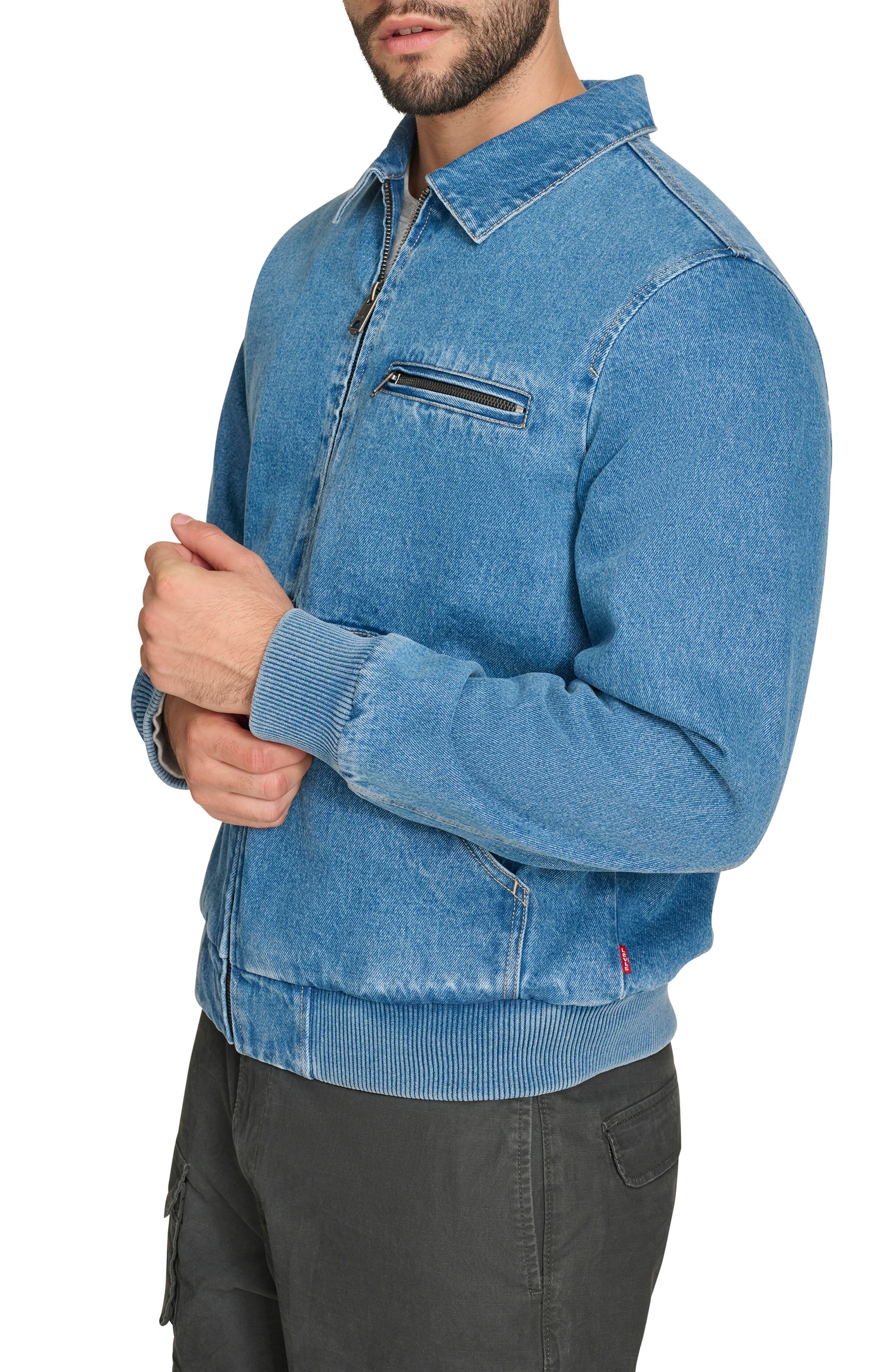 levi's Corduroy Collar Western Twill Bomber Jacket in Medium Wash Denim at Nordstrom - 3