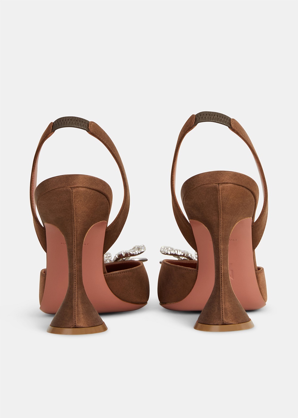 Brown Satin Rosie Slingback Heels - 4