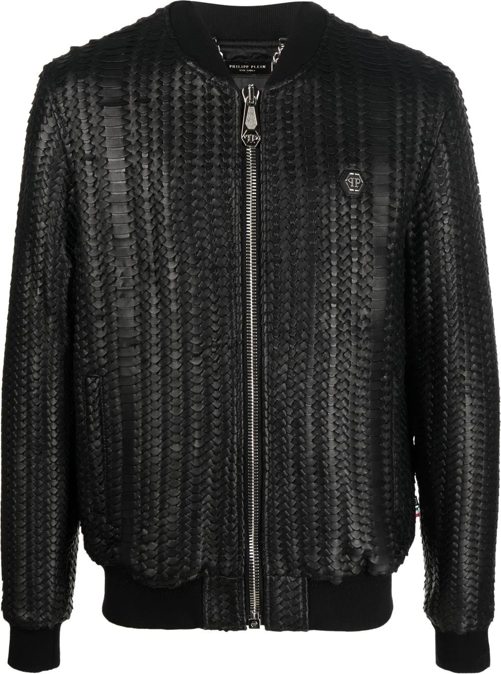 woven leather bomber jacket - 1