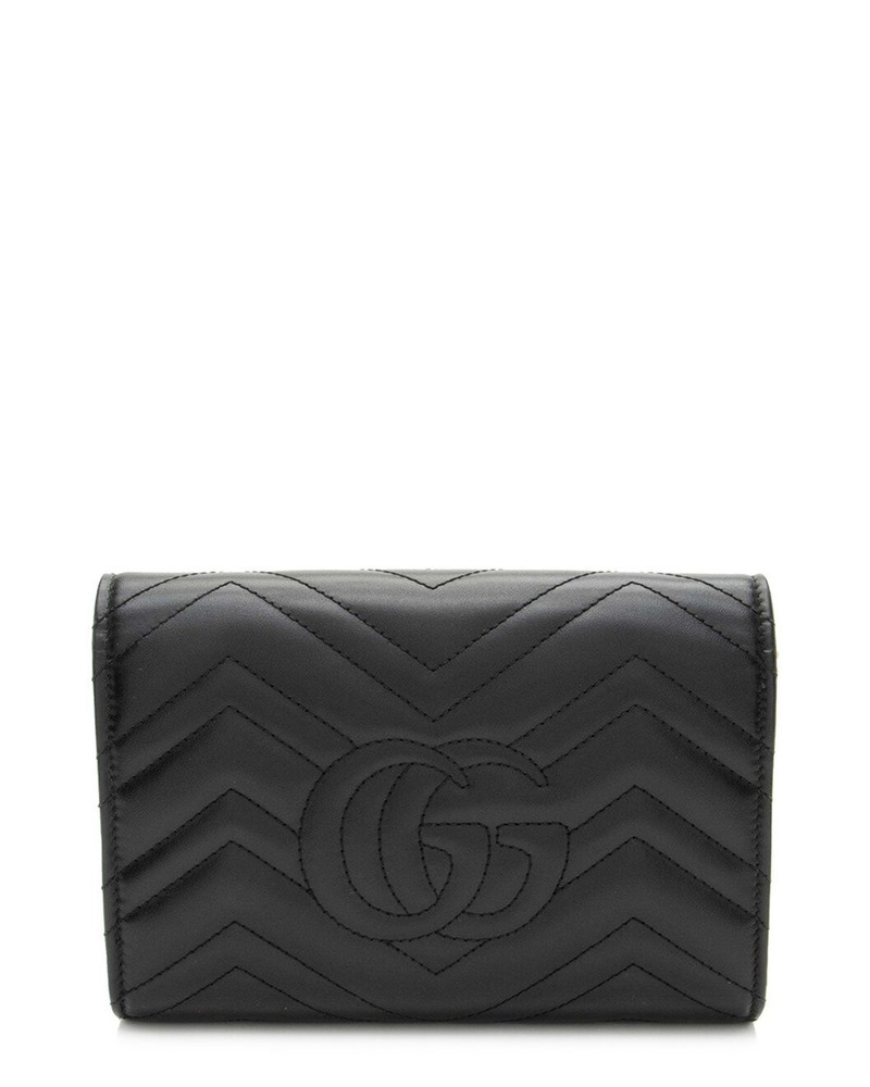 GUCCI Gucci Black Matelasse Leather GG Marmont Wallet On Chain (Authentic Pre-Loved) outlook