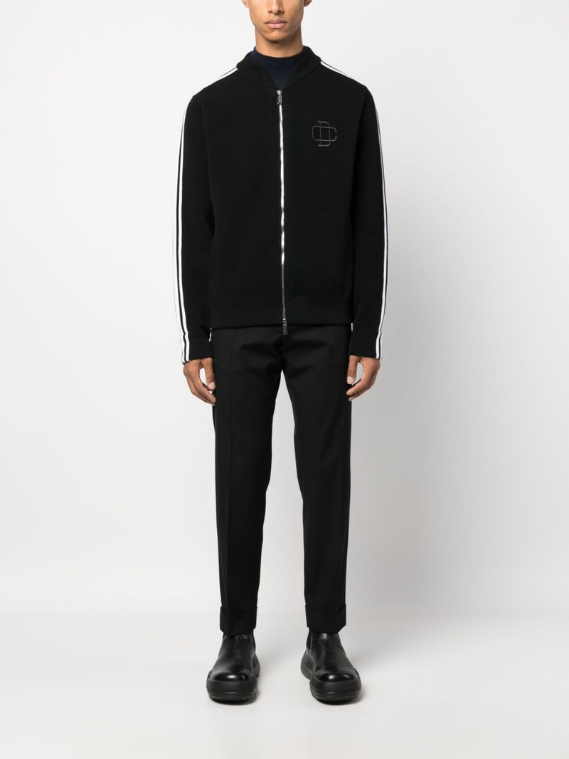 DSQUARED2 logo-embroidered bird's eye knit cardigan outlook