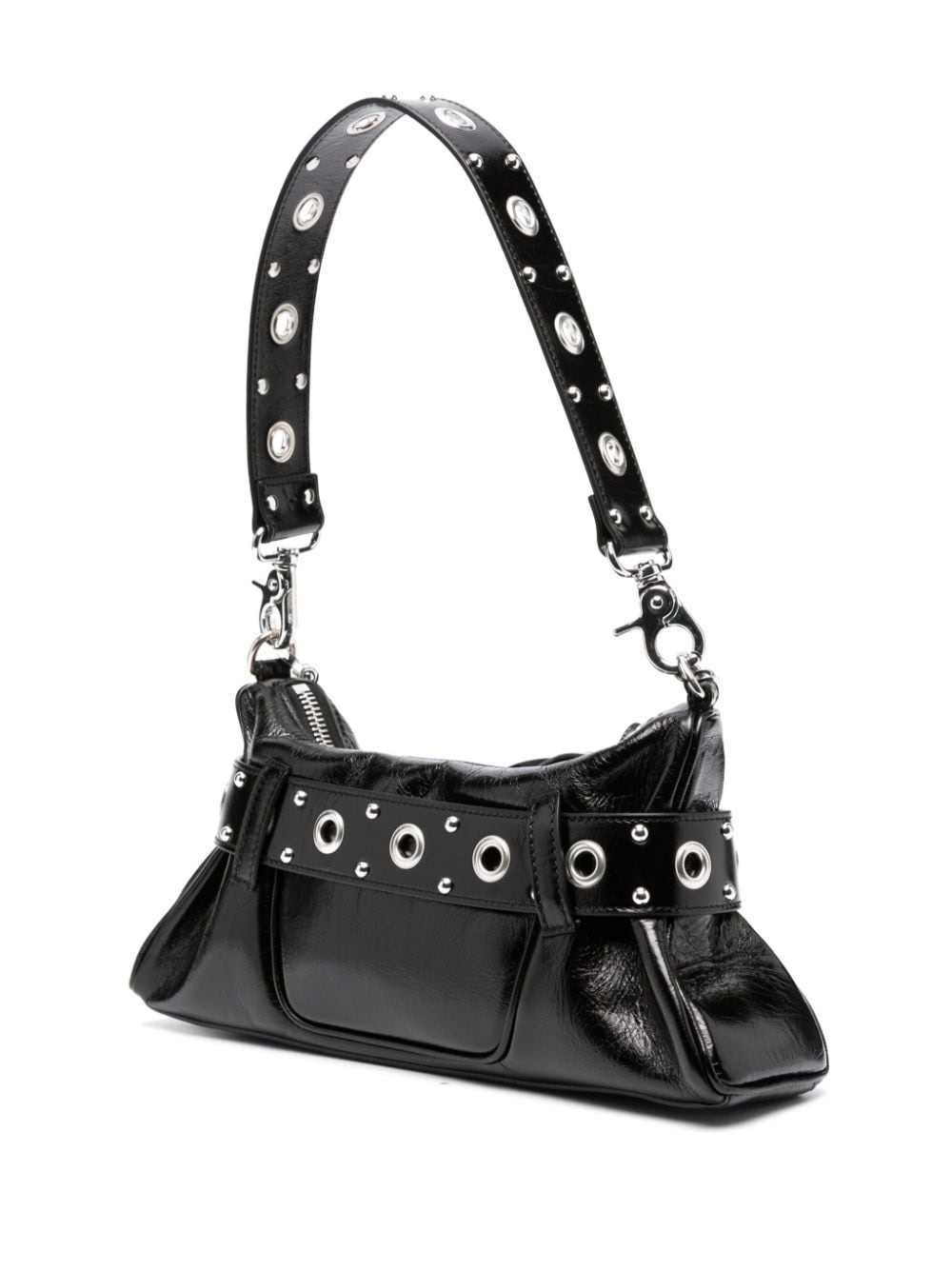 Gothic logo-plaque leather shoulder bag - 3
